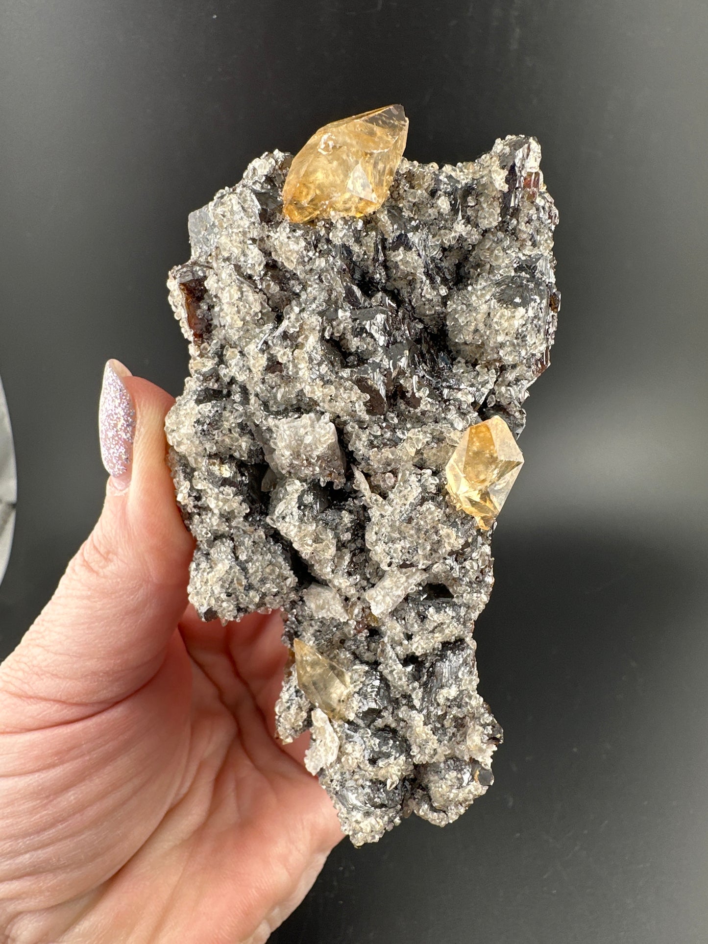 Calcite, Sphalerite, from the Cumberland Mine (Tennessee). Xcellent UV