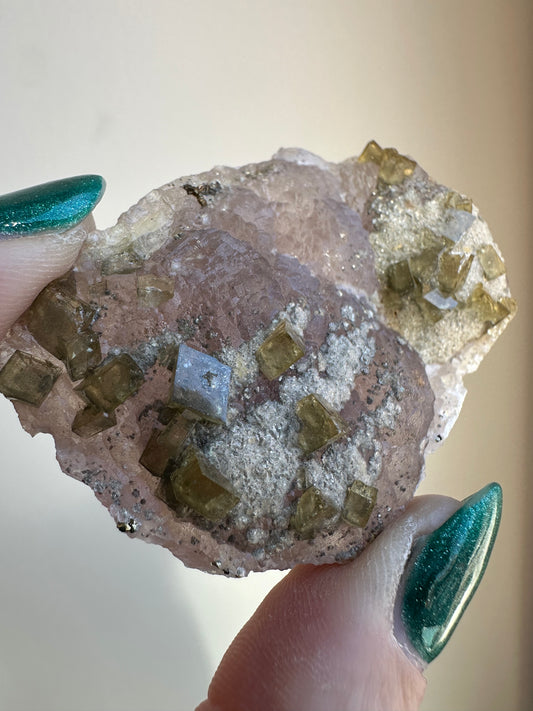Baryte on Purple Fluorite, Jiangxi