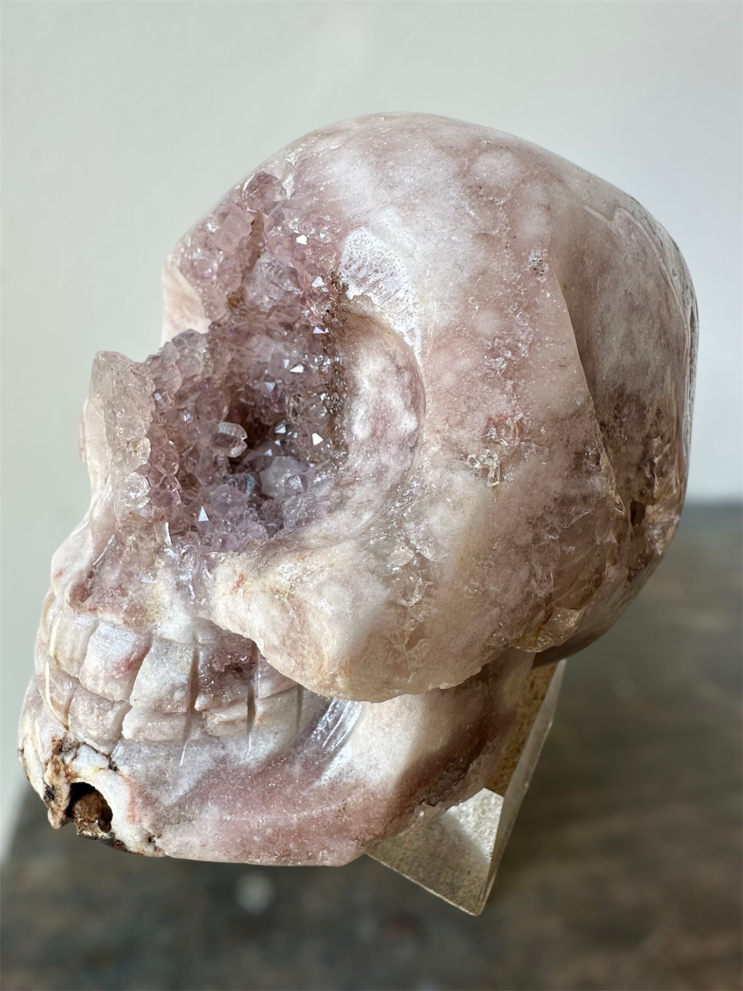 Pink & Amethyst (purple) handcarved Quartz Skull