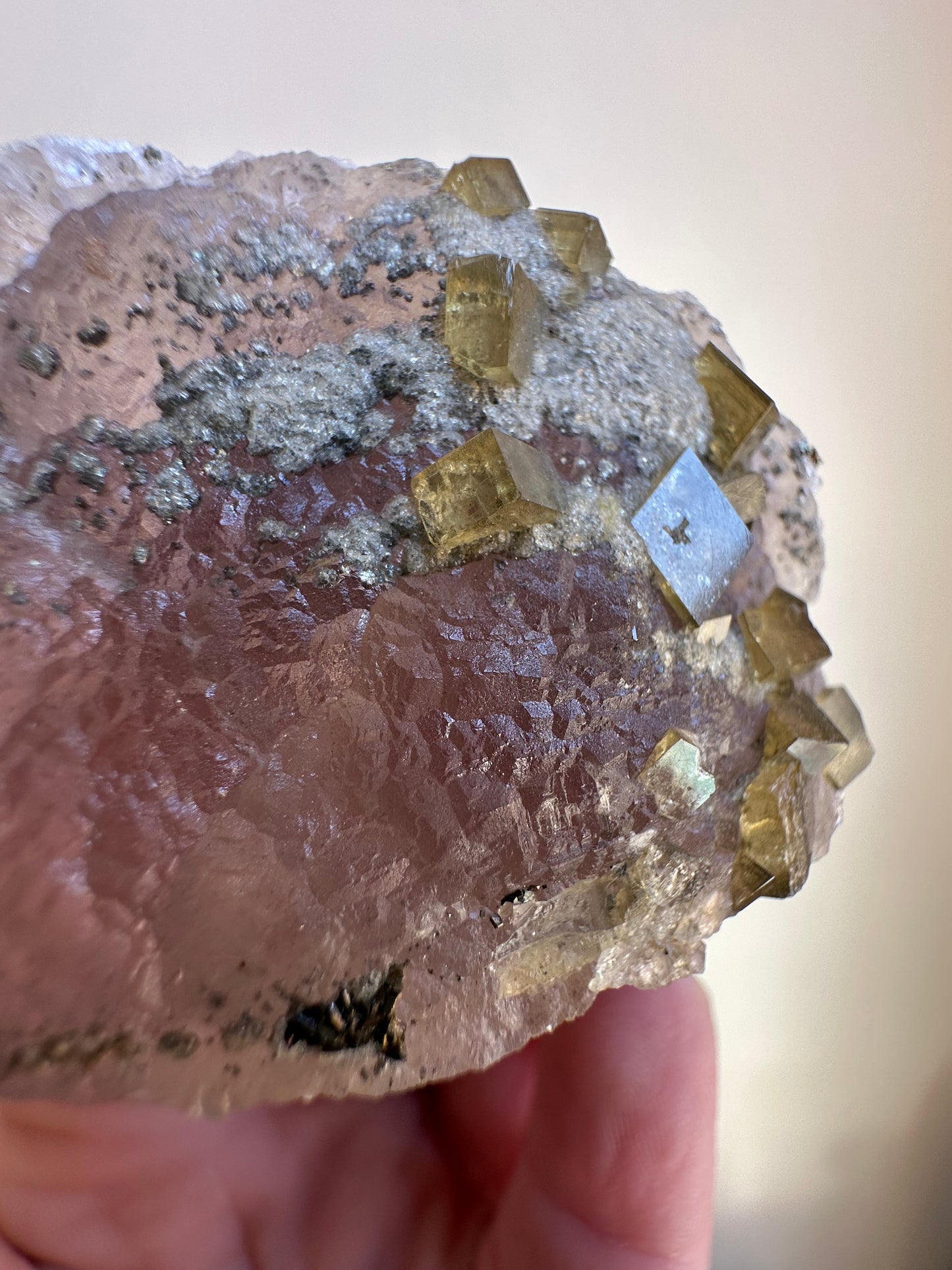 Baryte on Purple Fluorite, Jiangxi