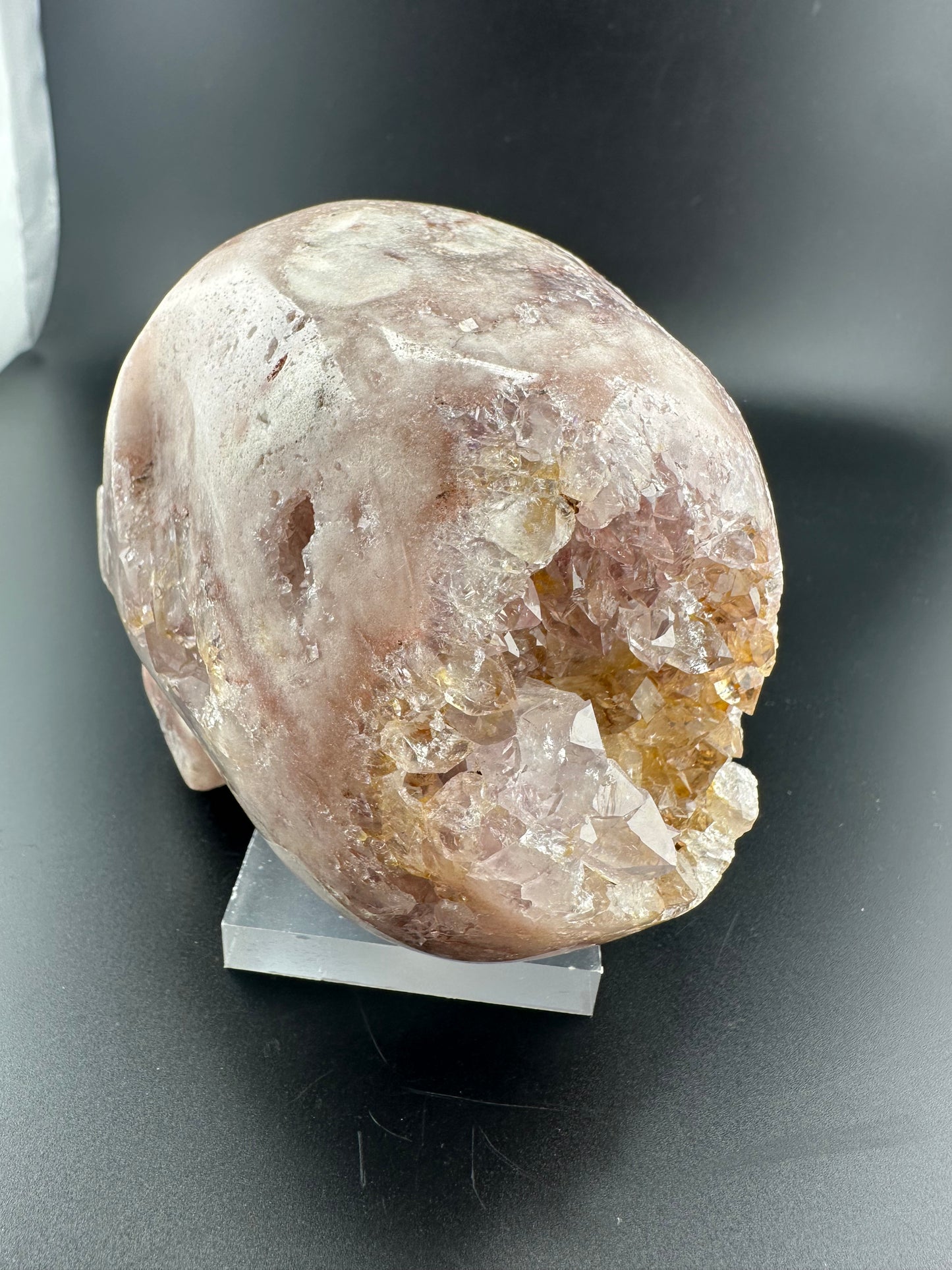 Pink & Amethyst (purple) handcarved Quartz Skull