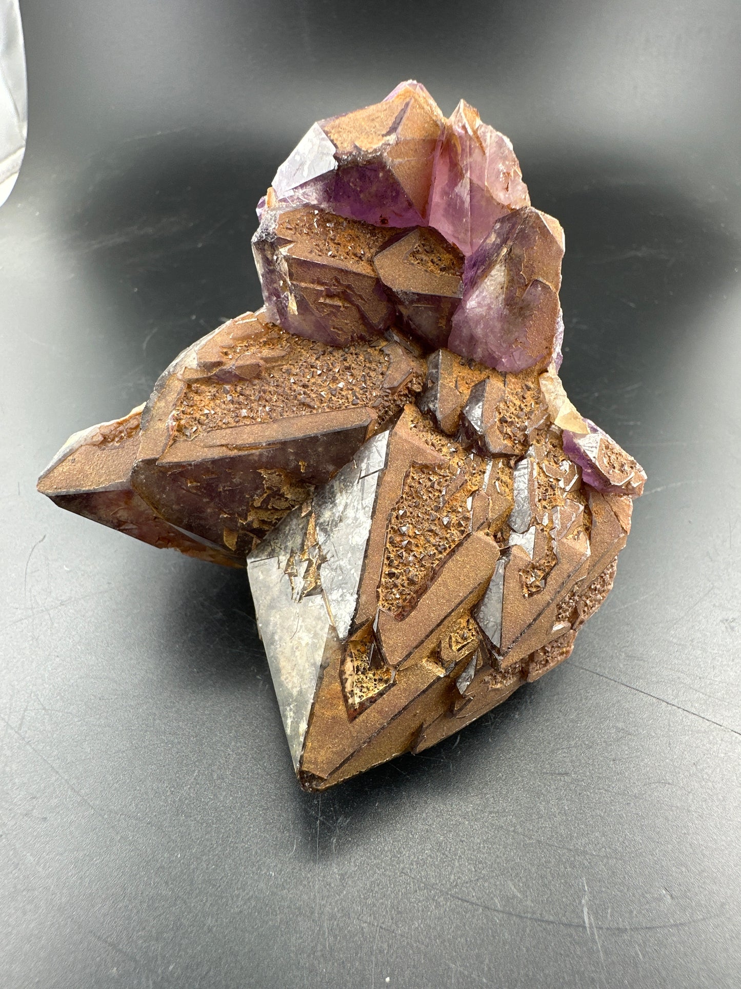 Auralite-23 Mine Amethyst Cluster; hematite-coated