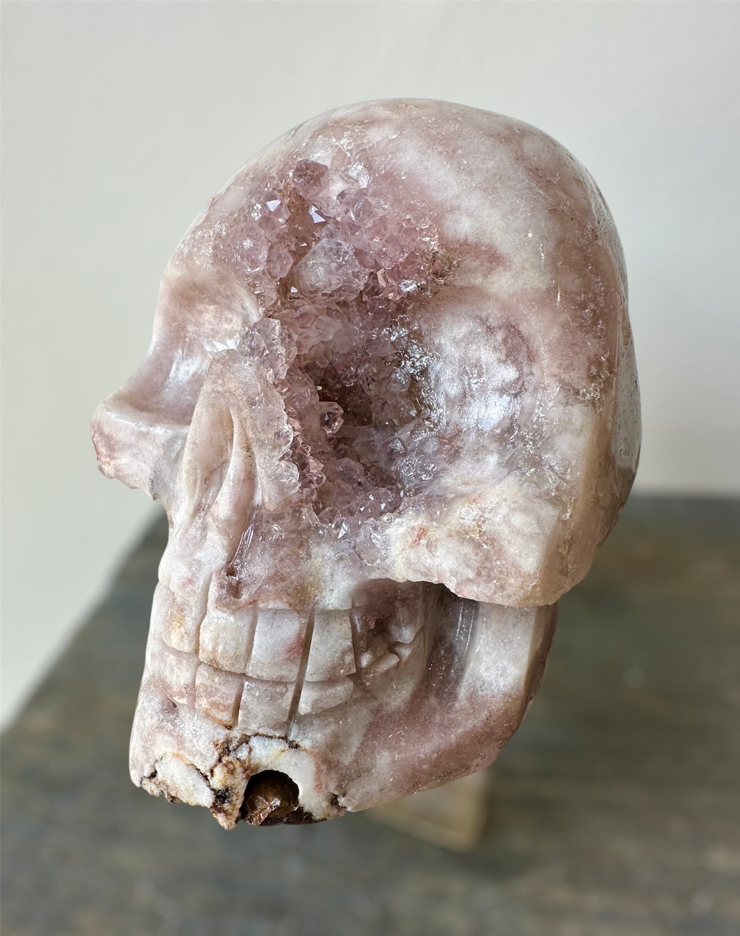 Pink & Amethyst (purple) handcarved Quartz Skull