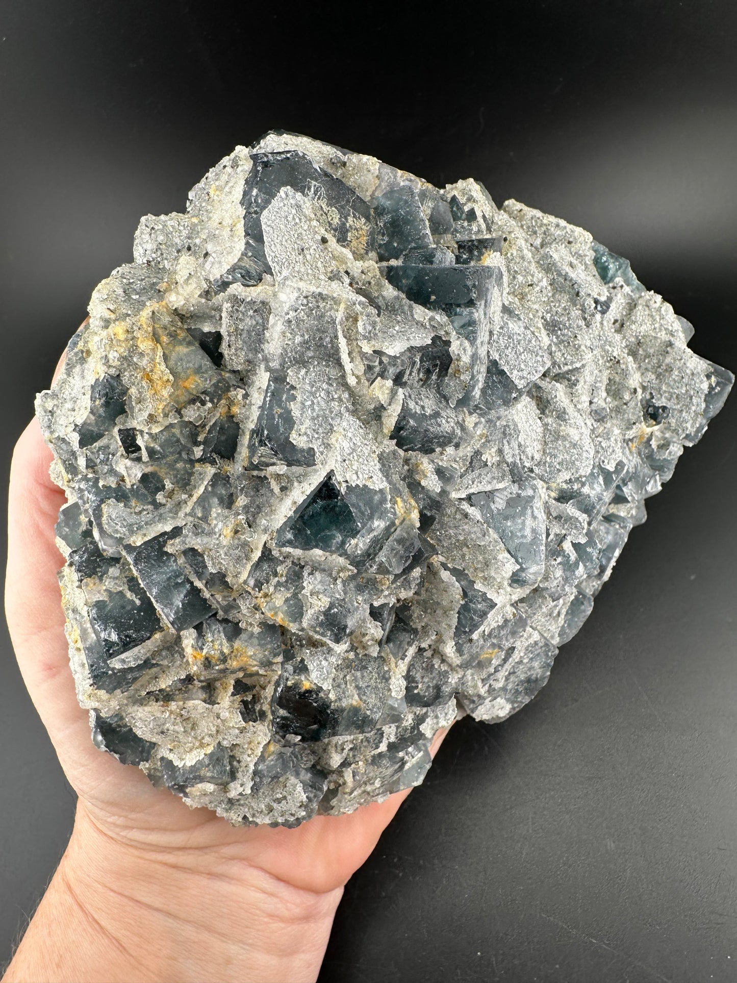 Blue Fluorite with Quartz “sugar” druze- Fujian, China
