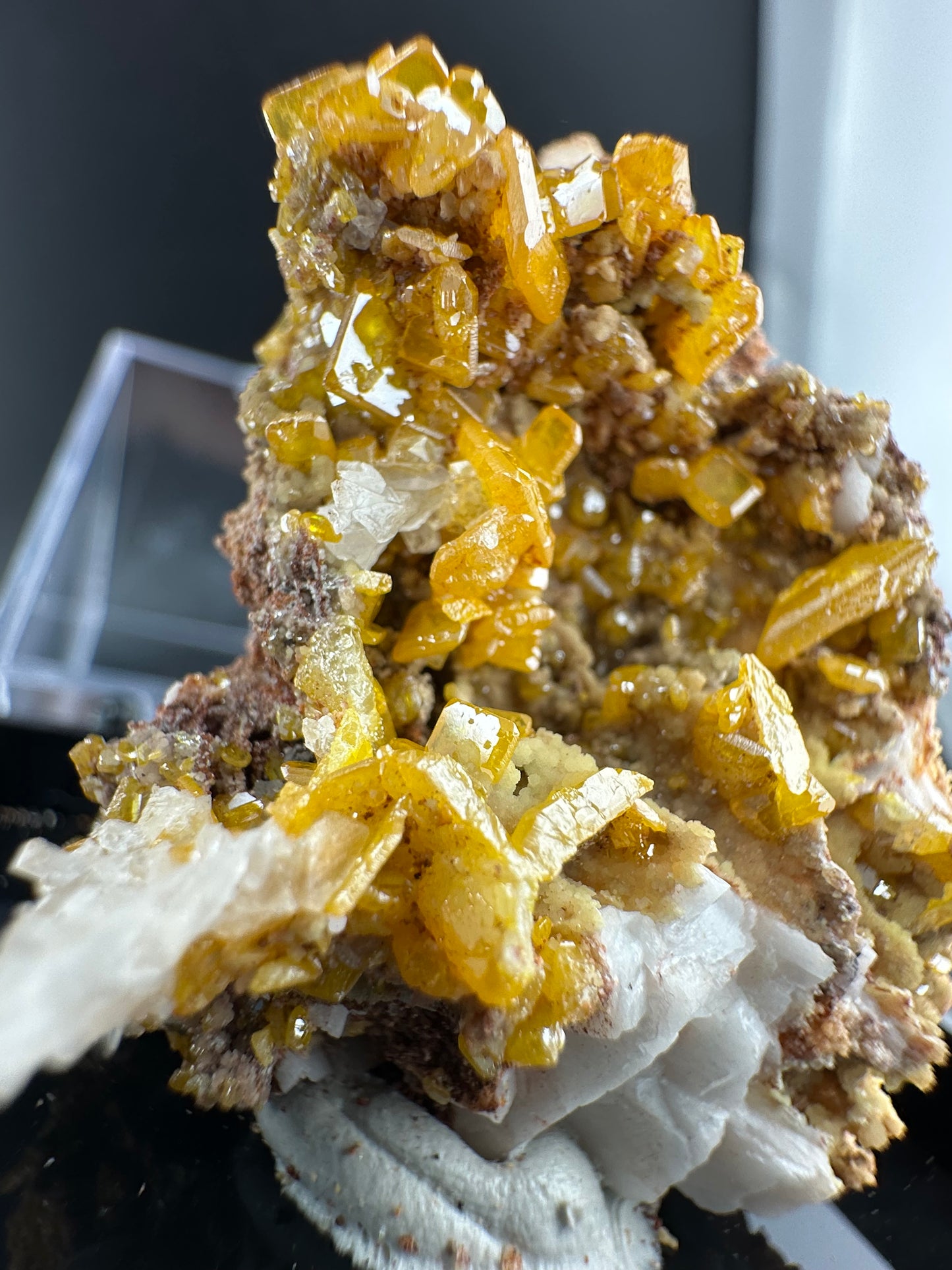 Wulfenite, Botryoidal Mimetite; La Morita Mine, Mexico