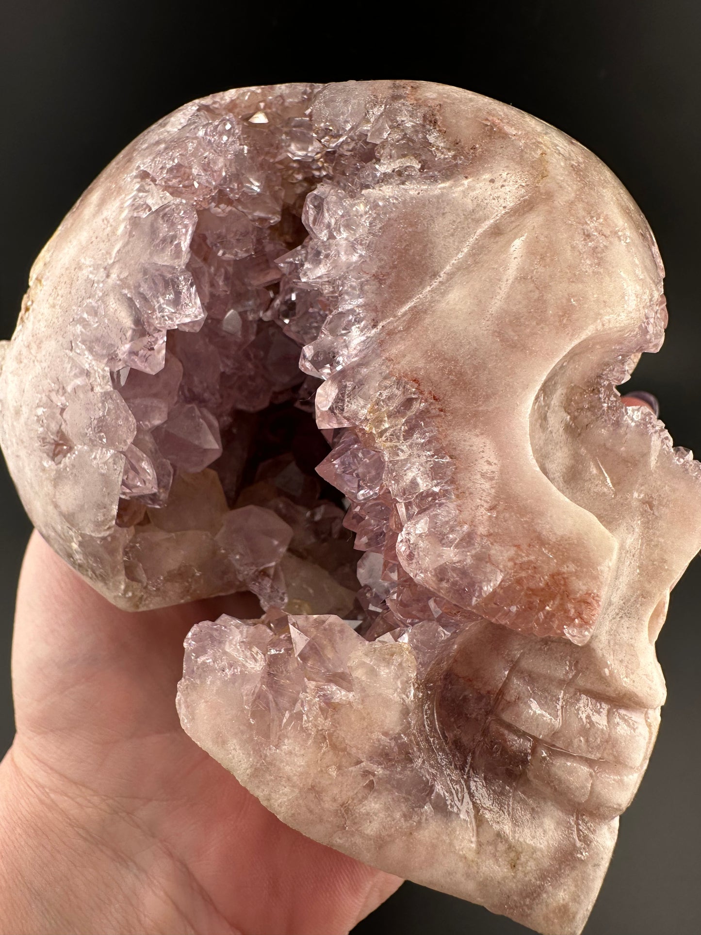 Pink & Amethyst (purple) handcarved Quartz Skull