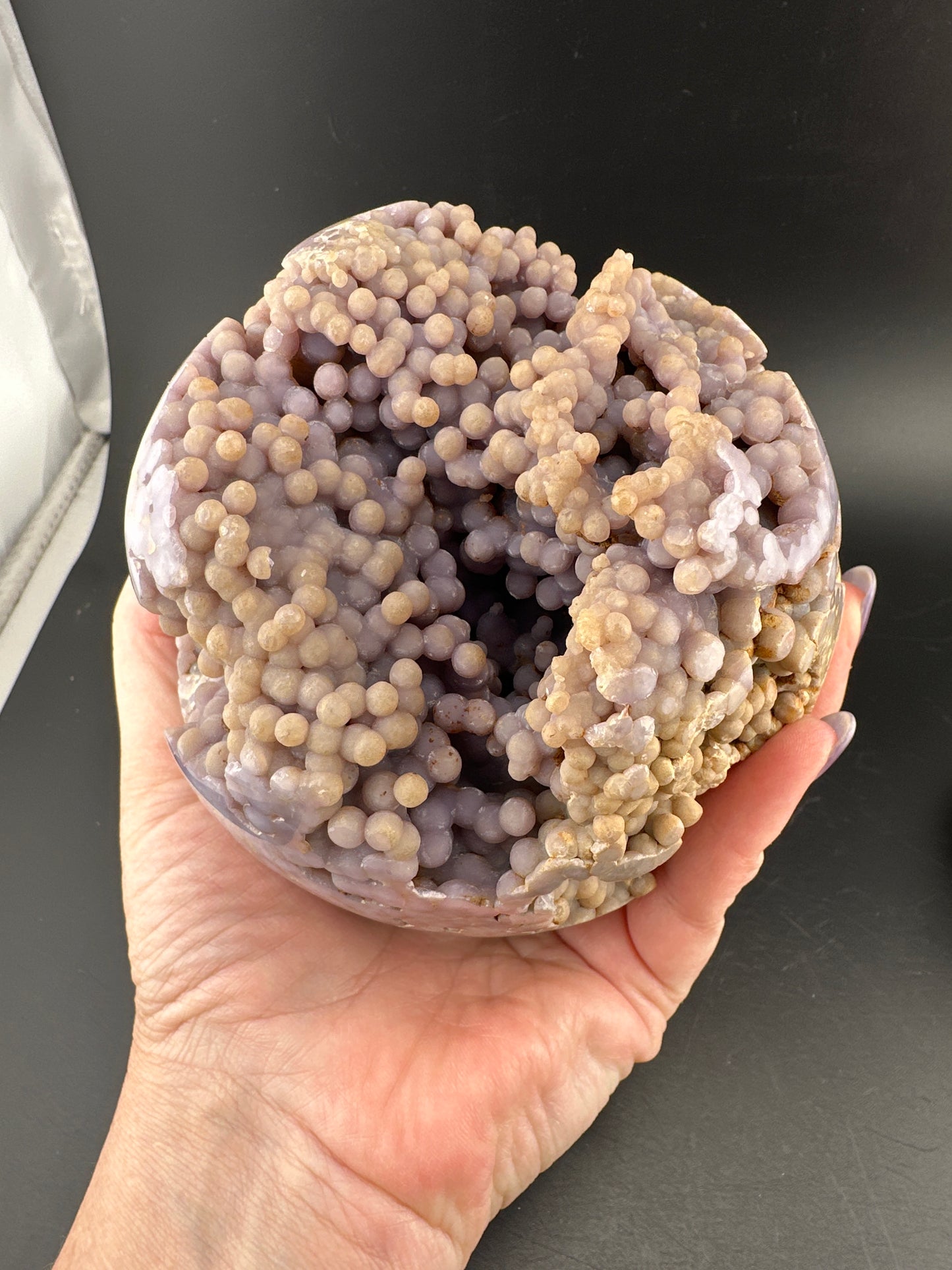 semi-polished 8” Grape Agate sphere