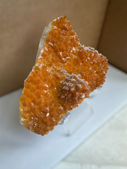 Orange Quartz with sugar calcite, Guangdong, China