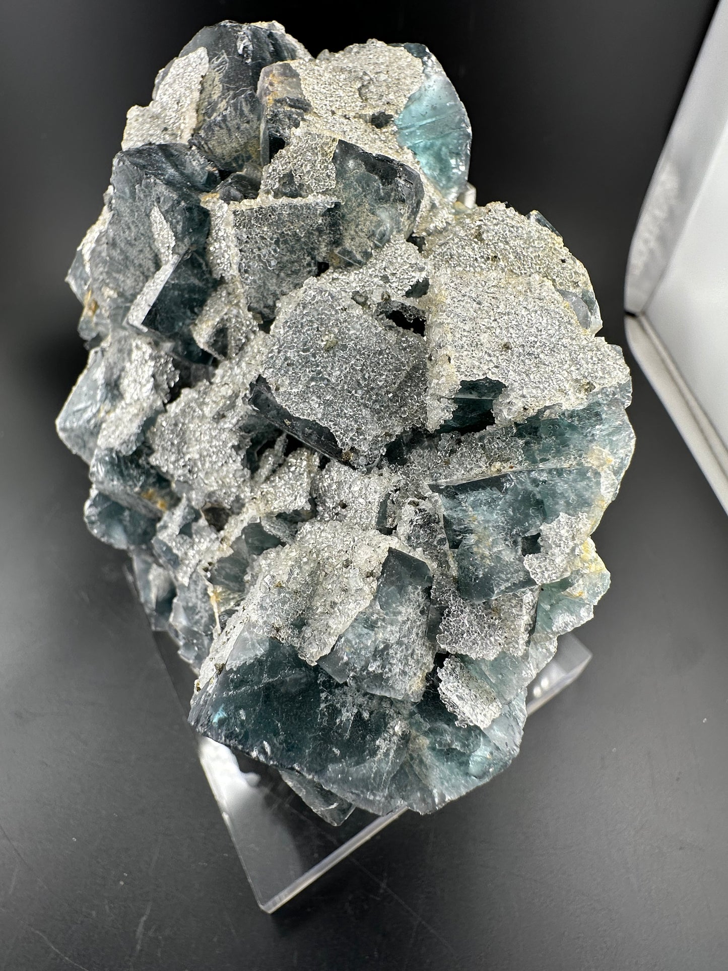 Blue Fluorite with Quartz “sugar” druze- Fujian, China