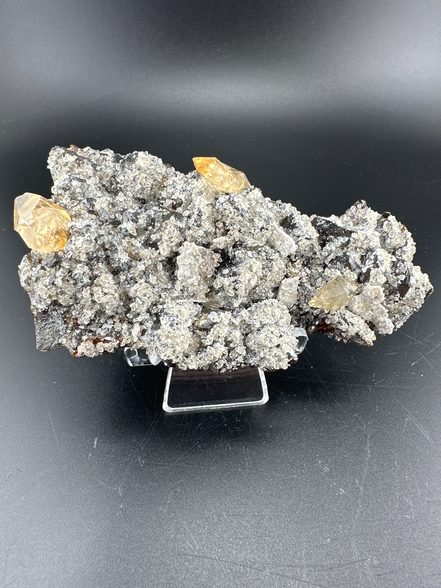 Calcite, Sphalerite, from the Cumberland Mine (Tennessee). Xcellent UV