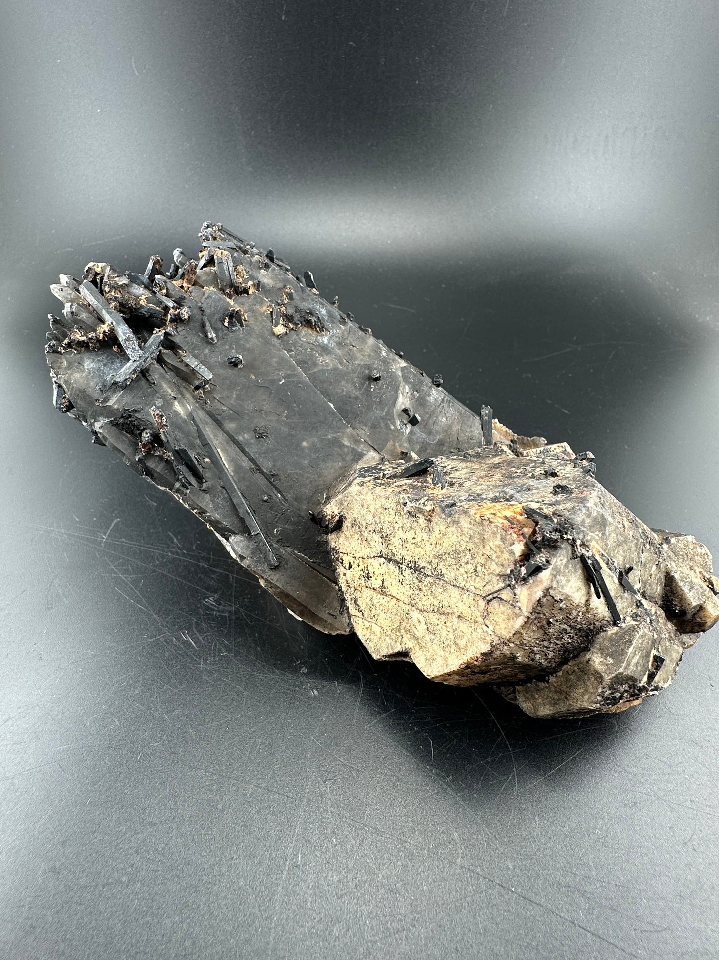 Aegirine in Smoky Quartz; Malawi