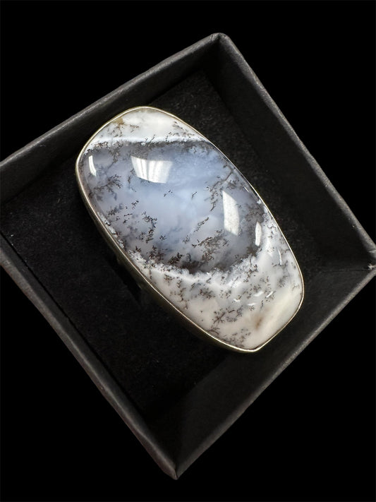 Dendritic Opal Ring in silver sz. 8.75