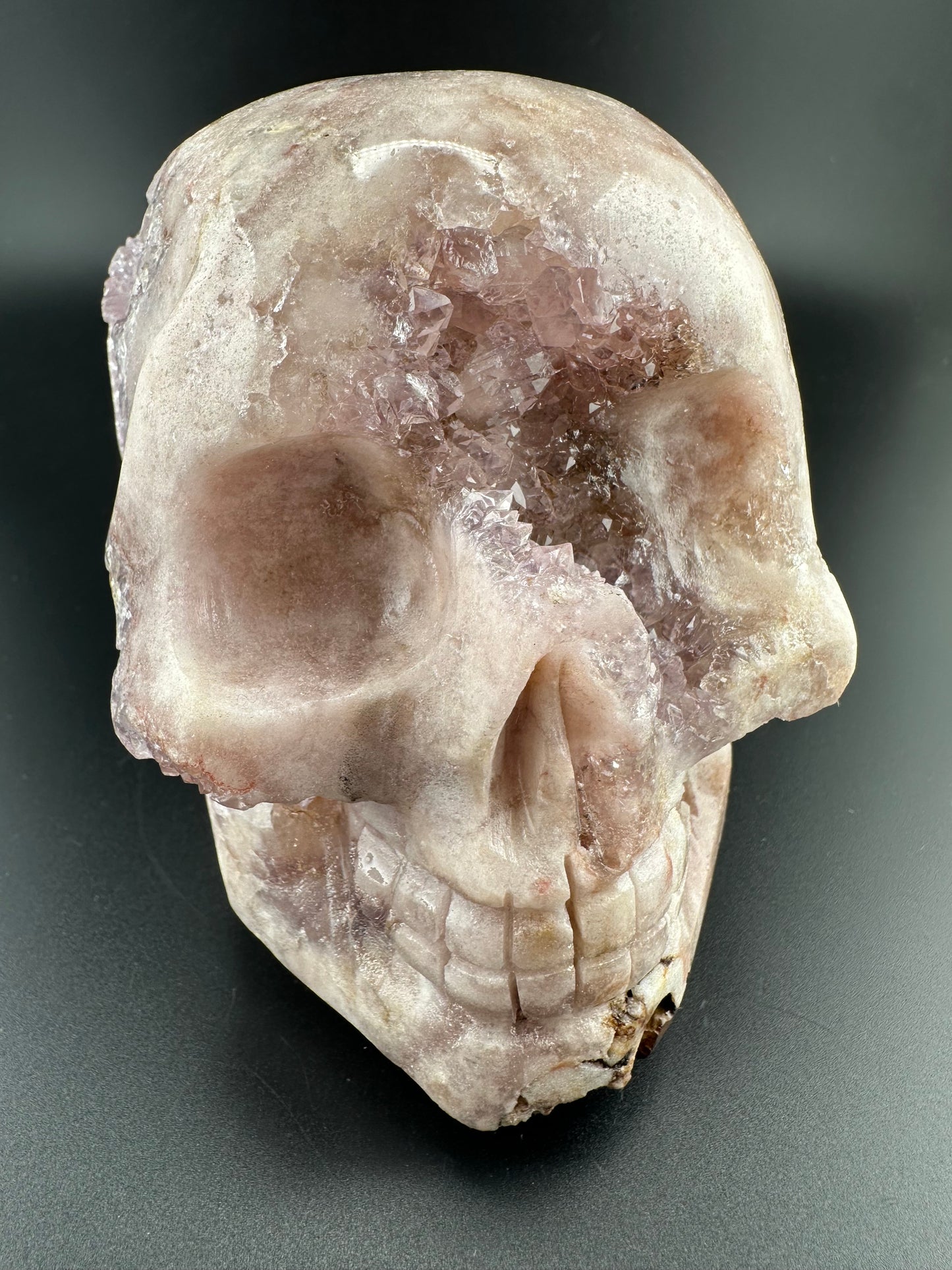 Pink & Amethyst (purple) handcarved Quartz Skull