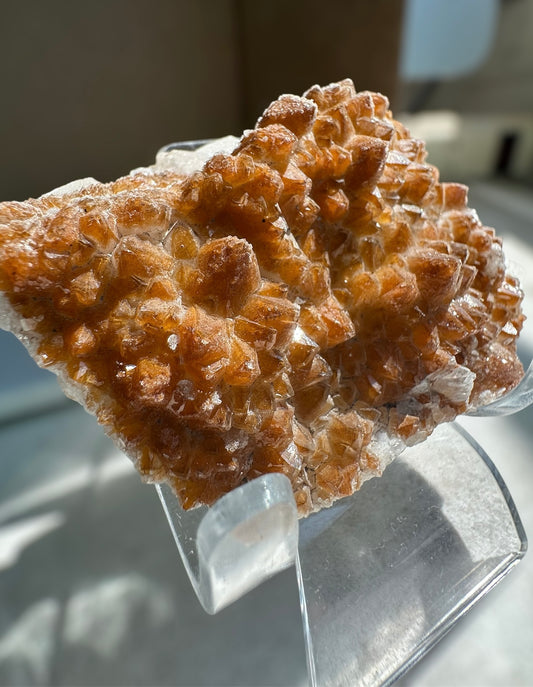 Orange Quartz with sugar calcite, Guangdong, China
