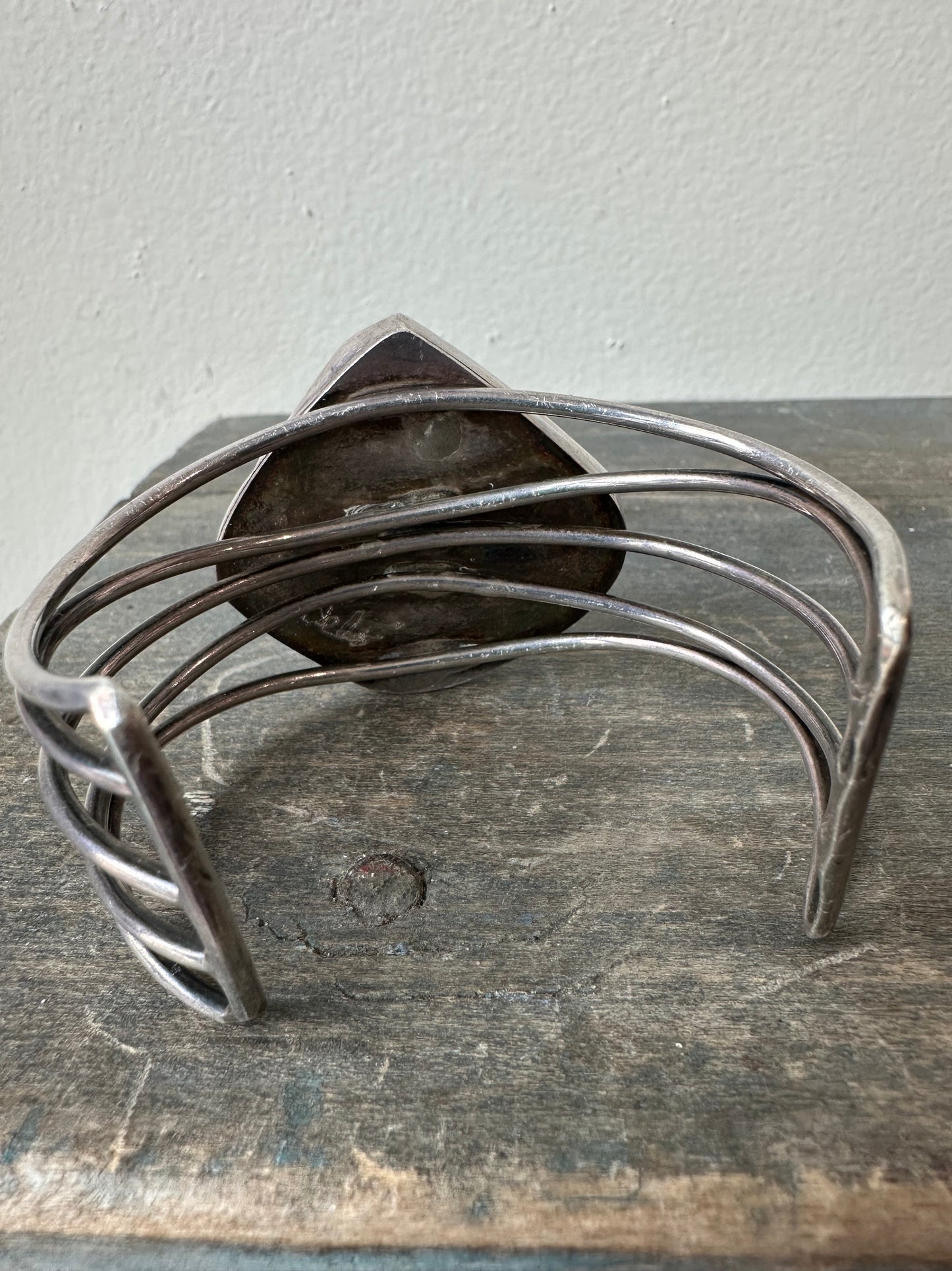 Vintage/Antique Malachite & Silver Cuff