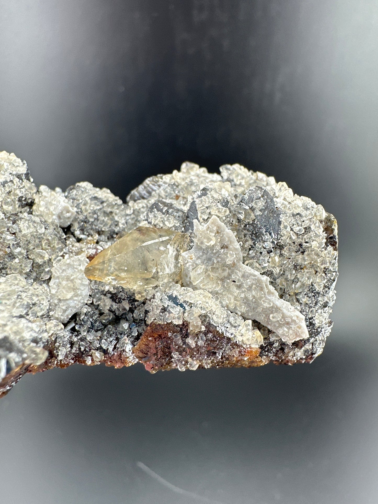 Calcite, Sphalerite, from the Cumberland Mine (Tennessee). Xcellent UV