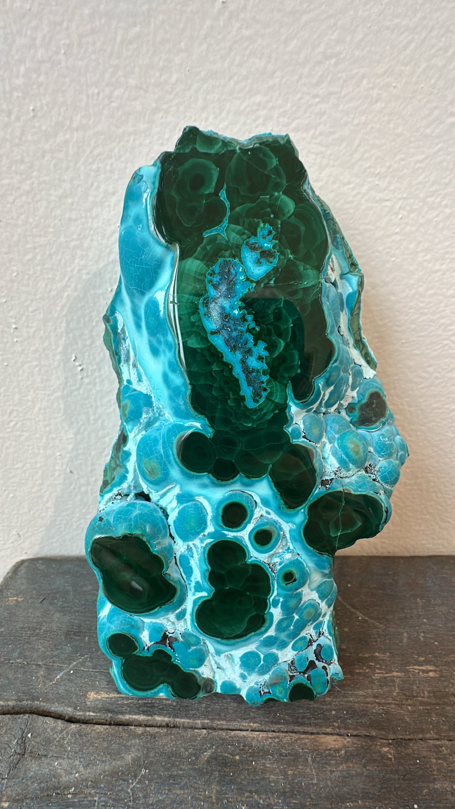 Chryscolla with Malachite, polished slab