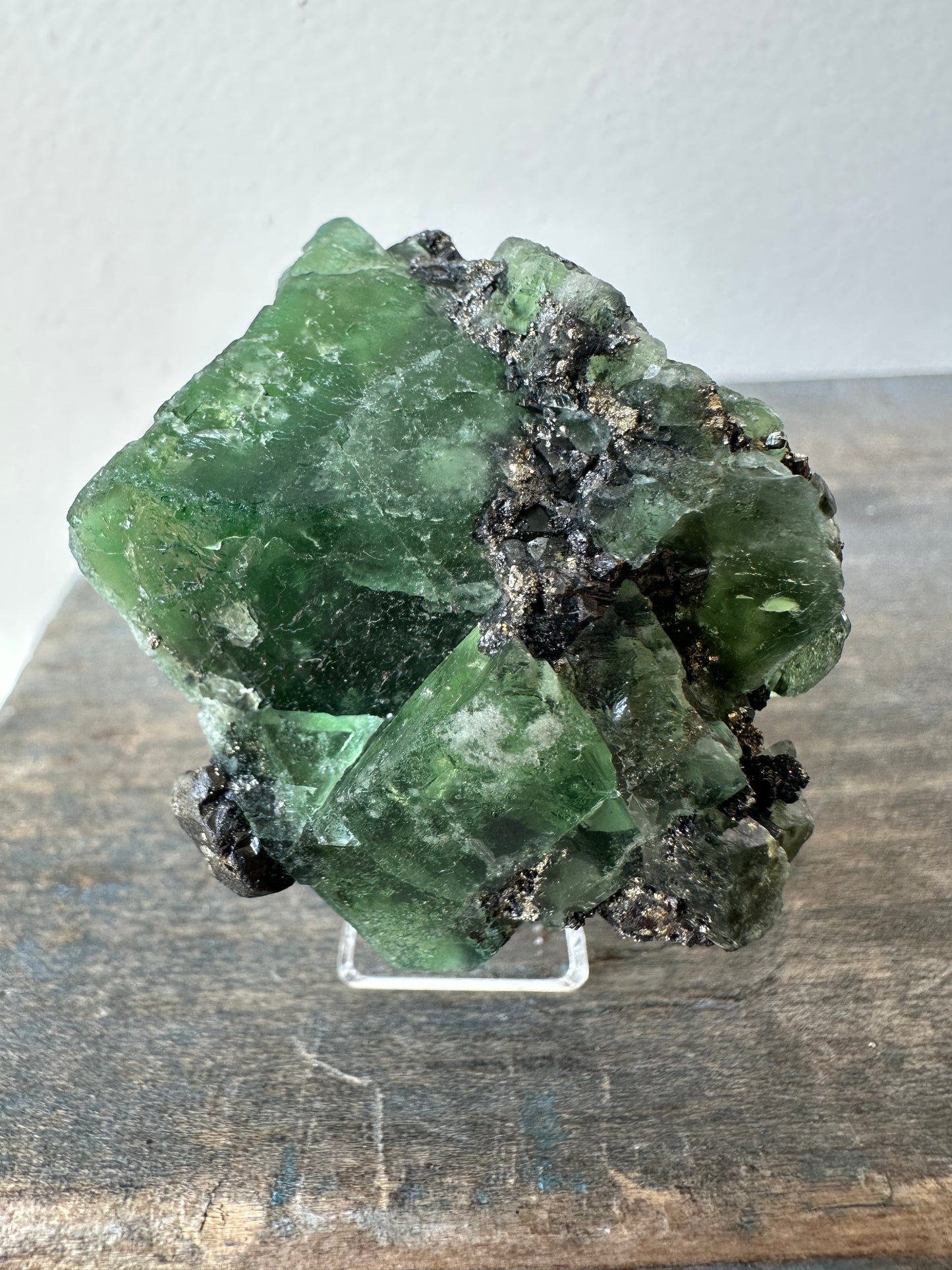 Octahedral Fluorite w/Galena, Pyrite: Milpo Mine, Cerro de Pasco, Peru