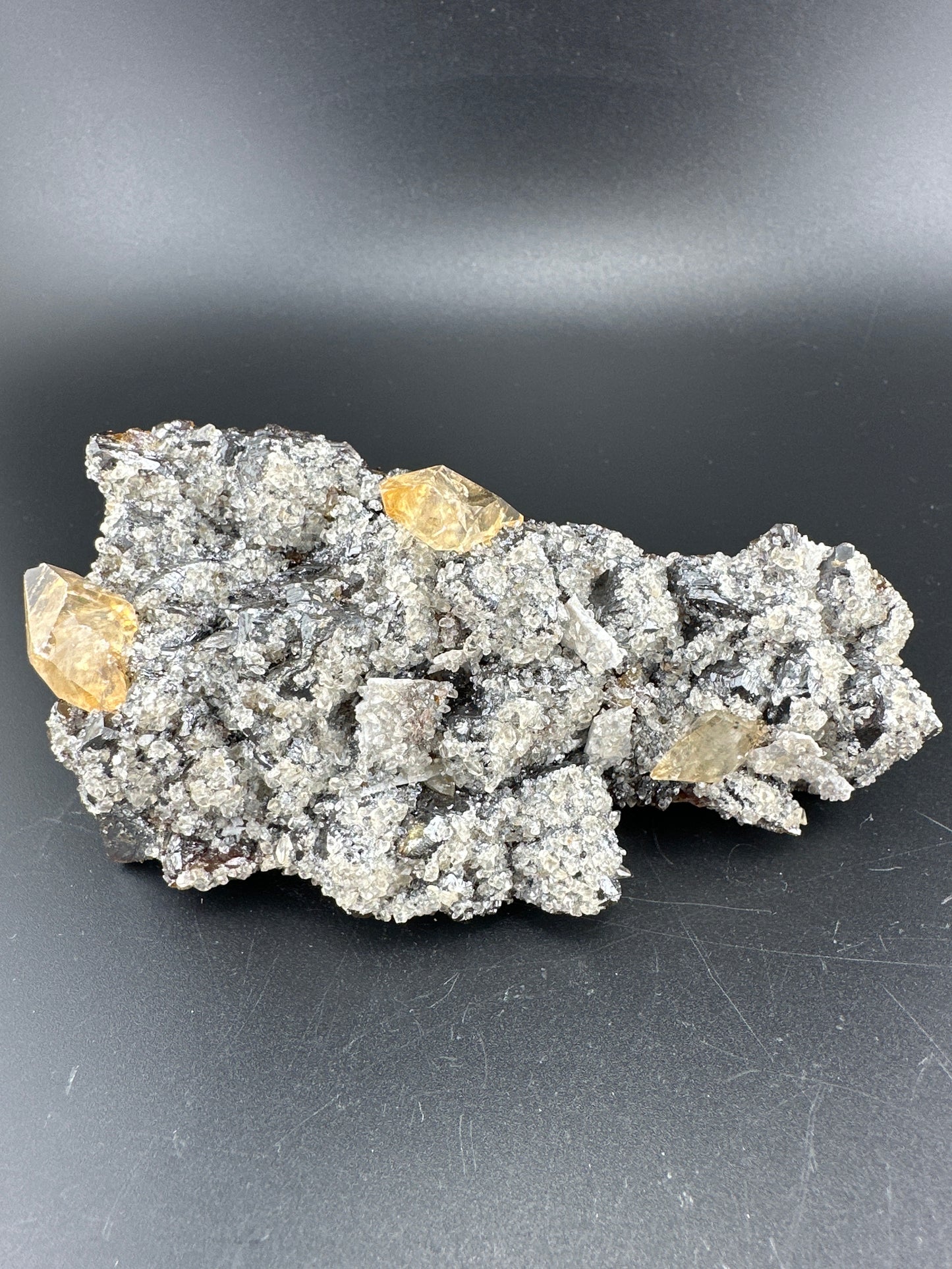 Calcite, Sphalerite, from the Cumberland Mine (Tennessee). Xcellent UV