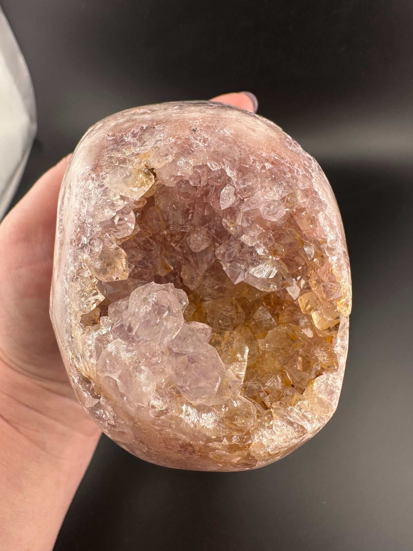 Pink & Amethyst (purple) handcarved Quartz Skull