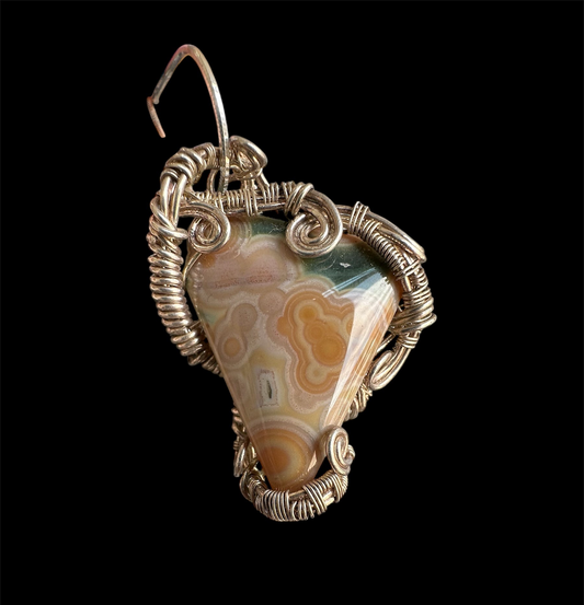 Ocean Jasper wrapped in silver, (2nd vein)