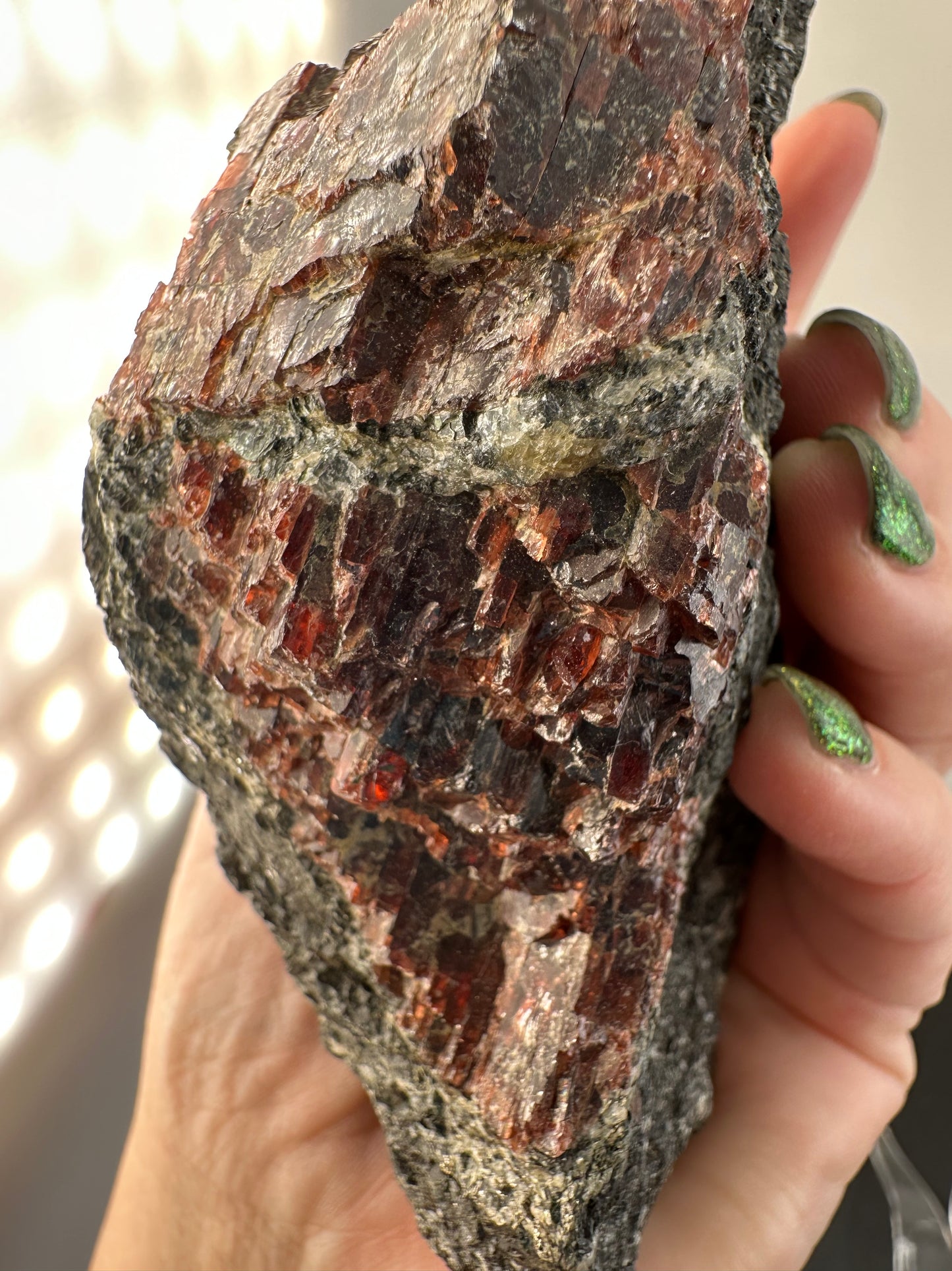 Garnet, horneblend on matrix, Barton Mines NU