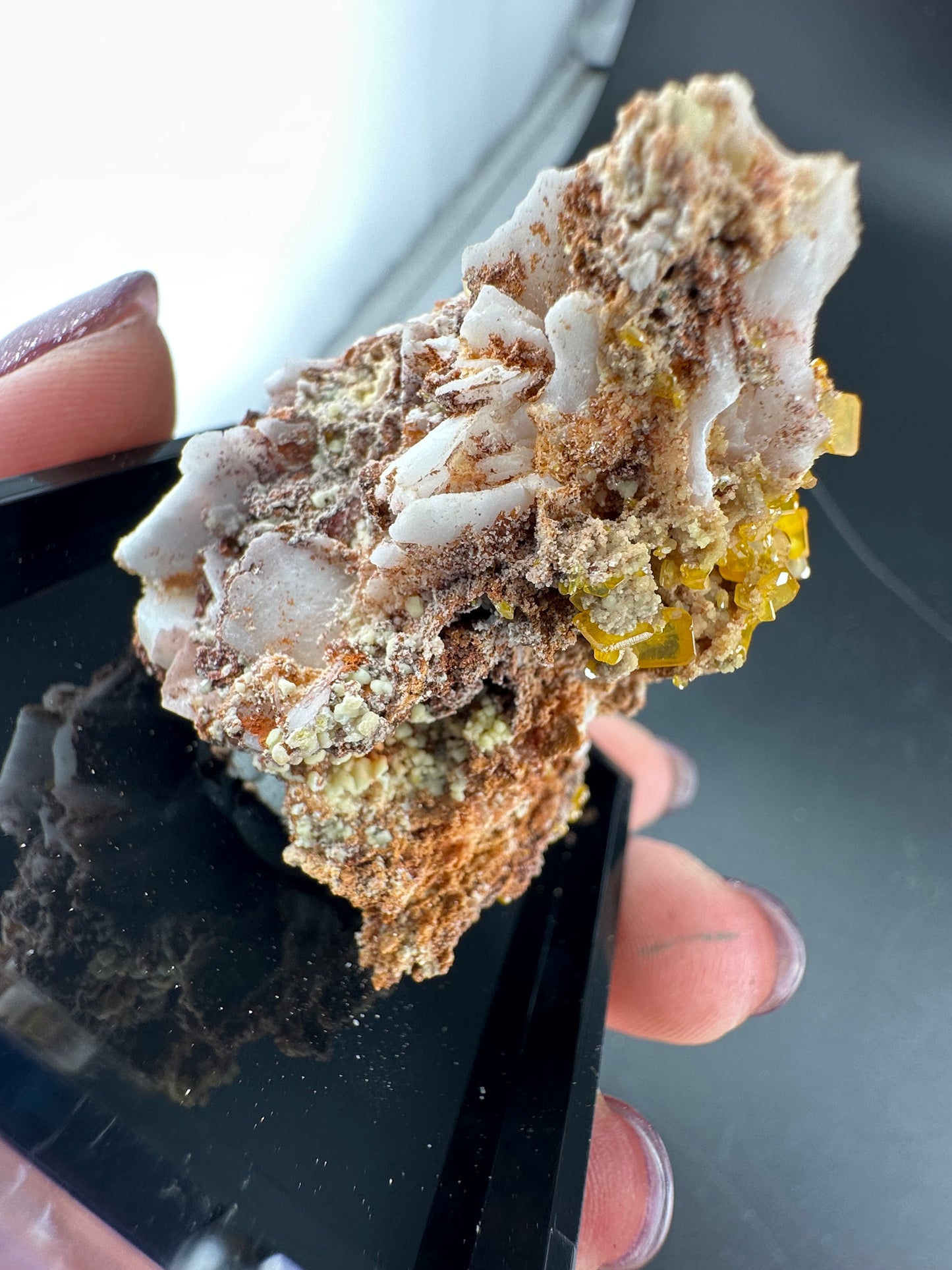 Wulfenite, Botryoidal Mimetite; La Morita Mine, Mexico