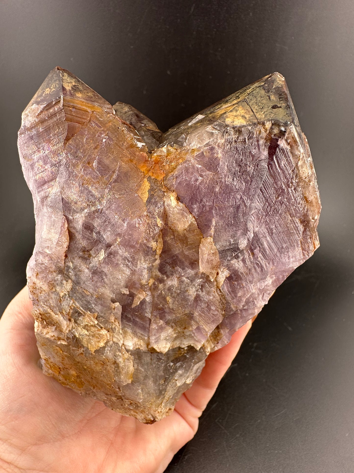 Auralite-23 Mine Amethyst Cluster; hematite-coated