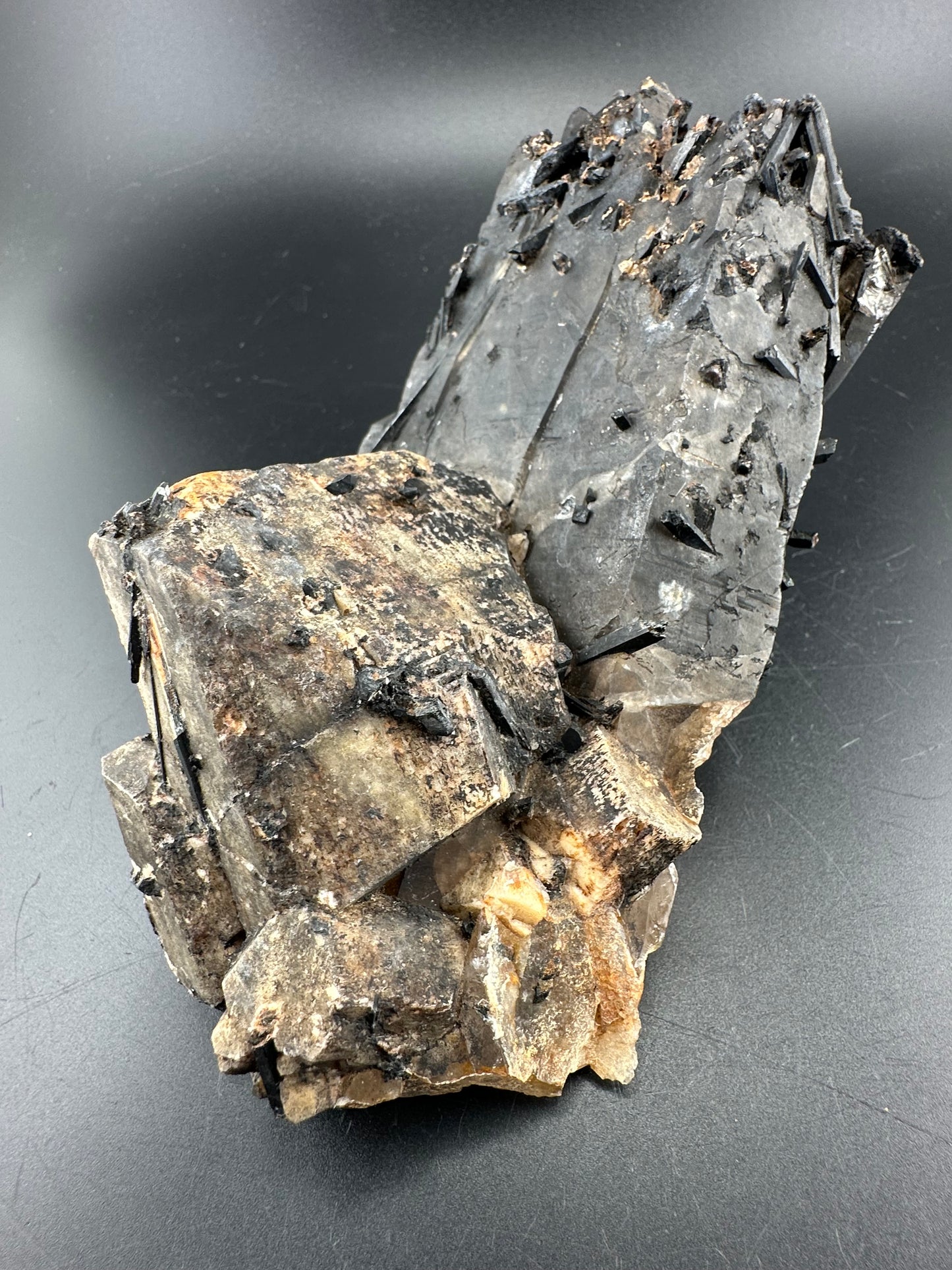 Aegirine in Smoky Quartz; Malawi