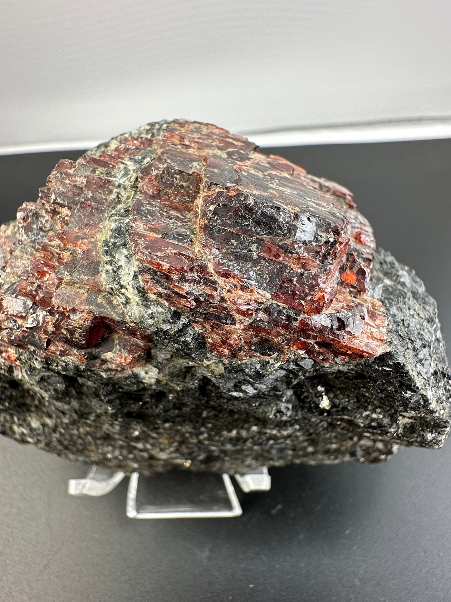 Garnet, horneblend on matrix, Barton Mines NU