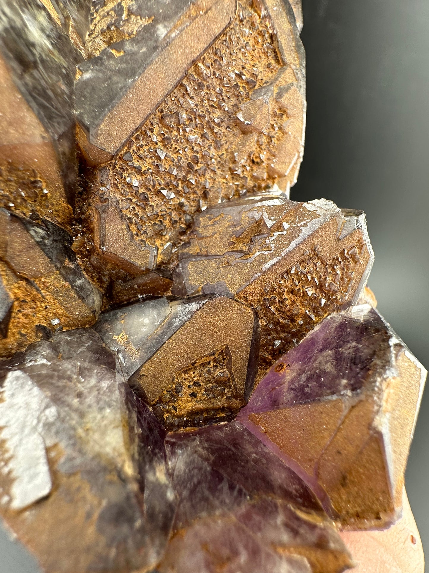 Auralite-23 Mine Amethyst Cluster; hematite-coated