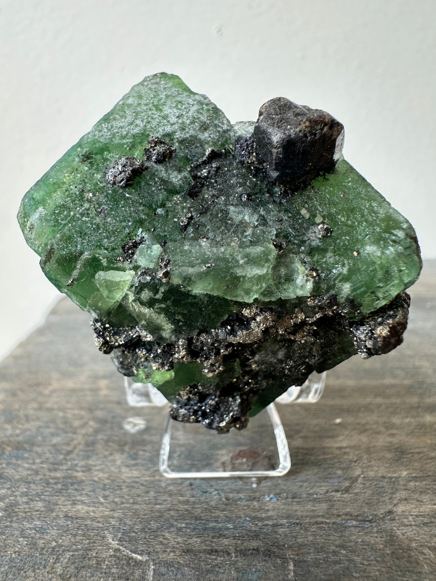 Octahedral Fluorite w/Galena, Pyrite: Milpo Mine, Cerro de Pasco, Peru