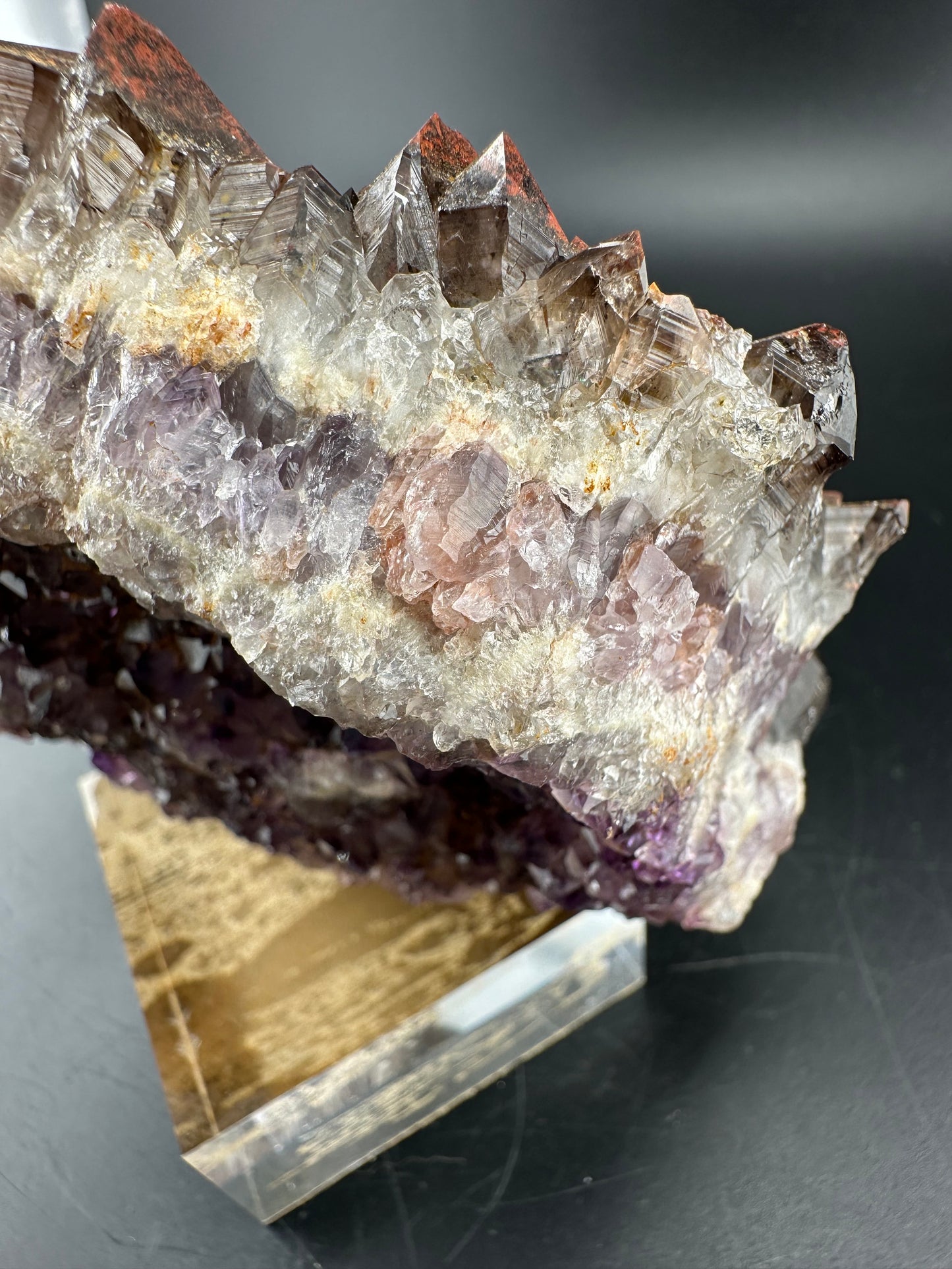 Road Cut Thunder Bay hematite-included Smoky Quartz, Amethyst