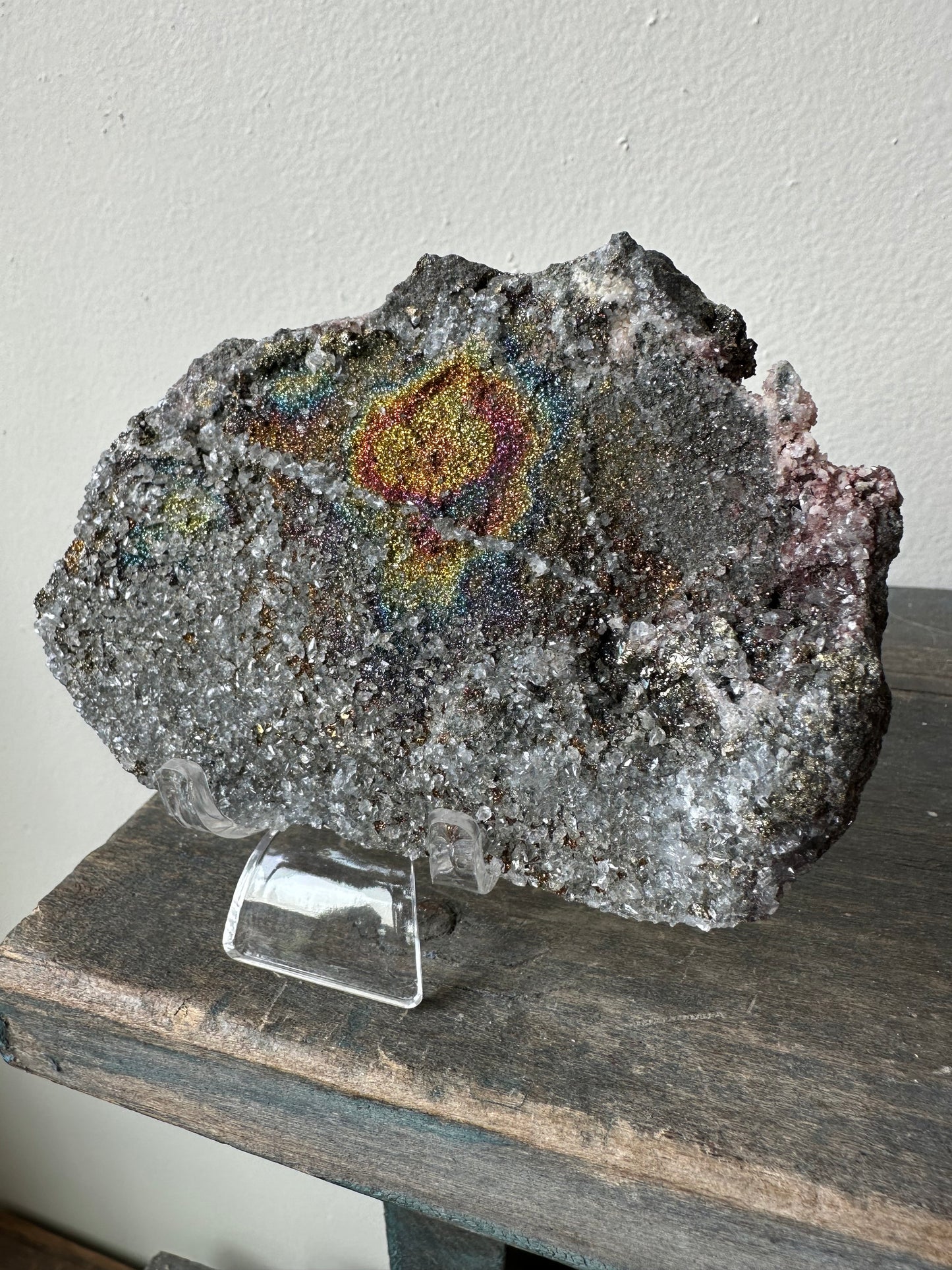 Rainbow chalcopyrite, Calcite, DayeCo., Hubei China