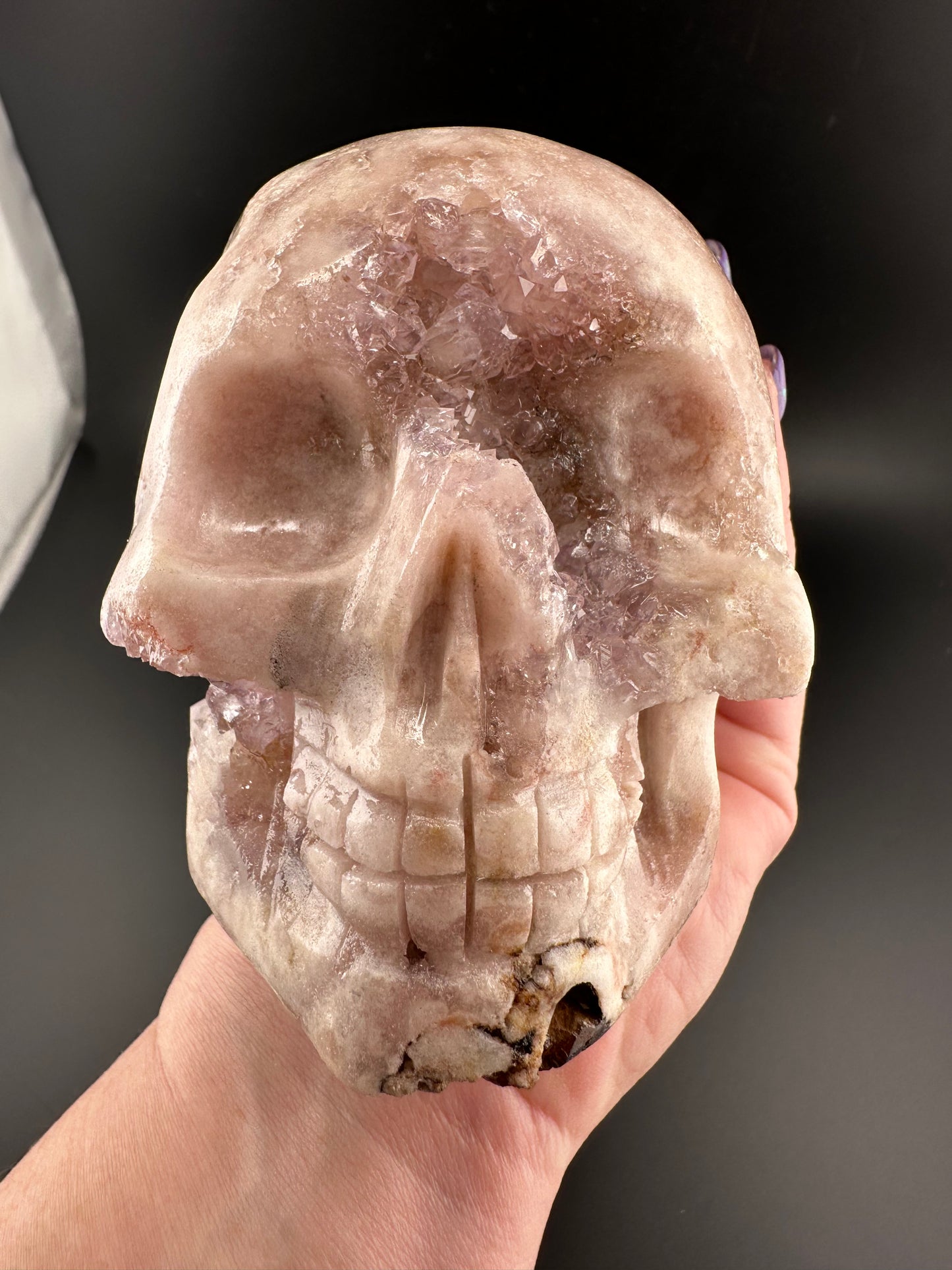 Pink & Amethyst (purple) handcarved Quartz Skull