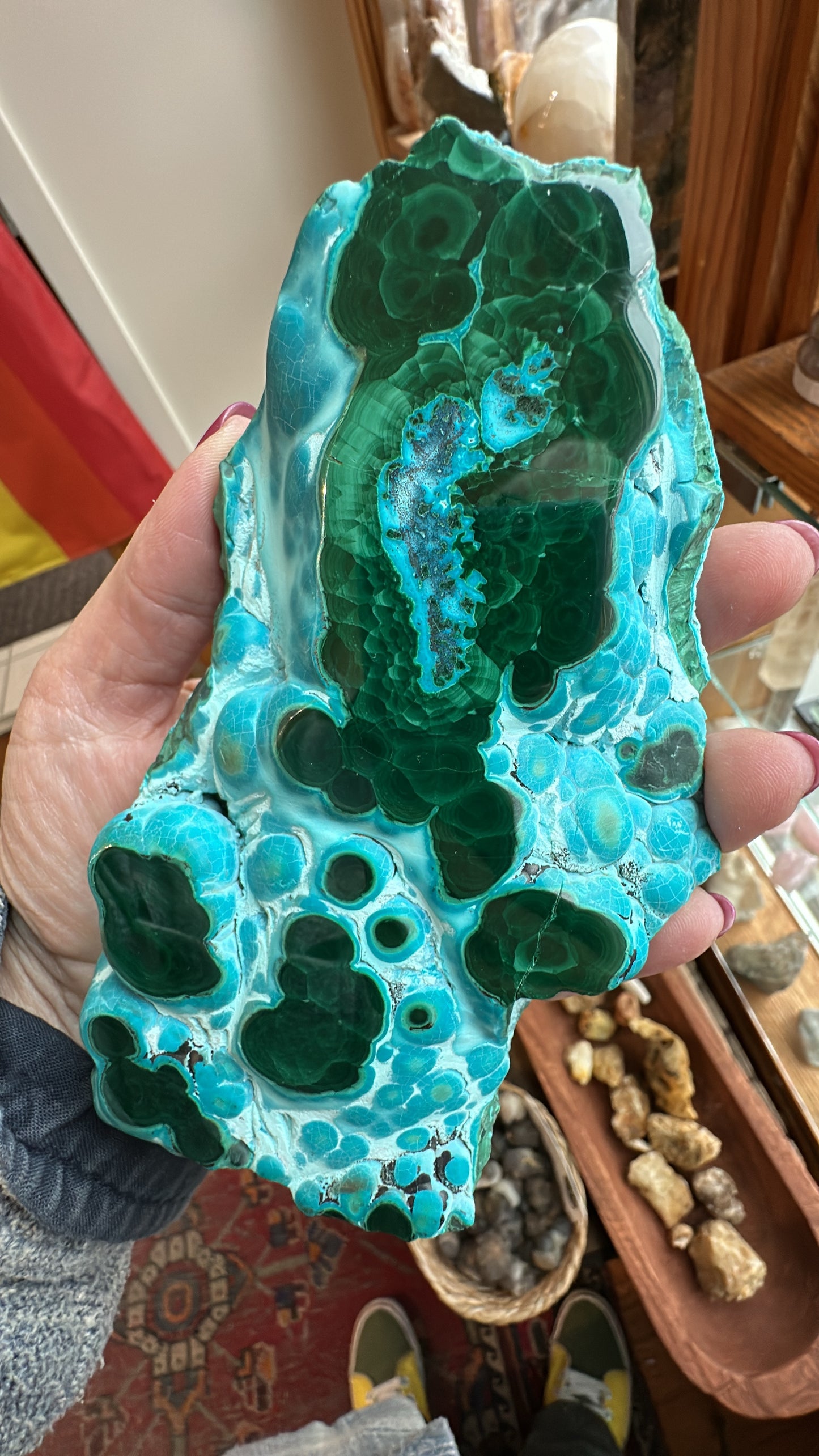 Chryscolla with Malachite, polished slab