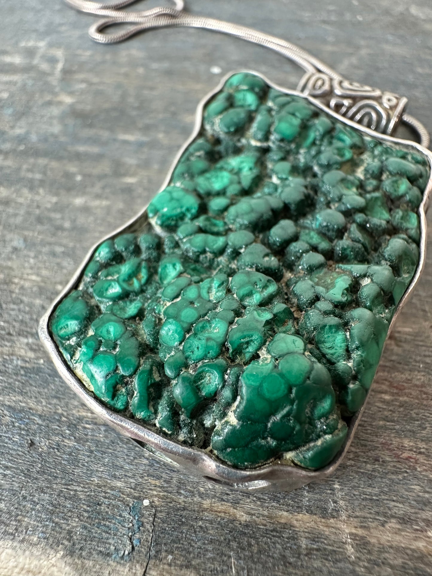 Vintage Malachite in Silver pendant