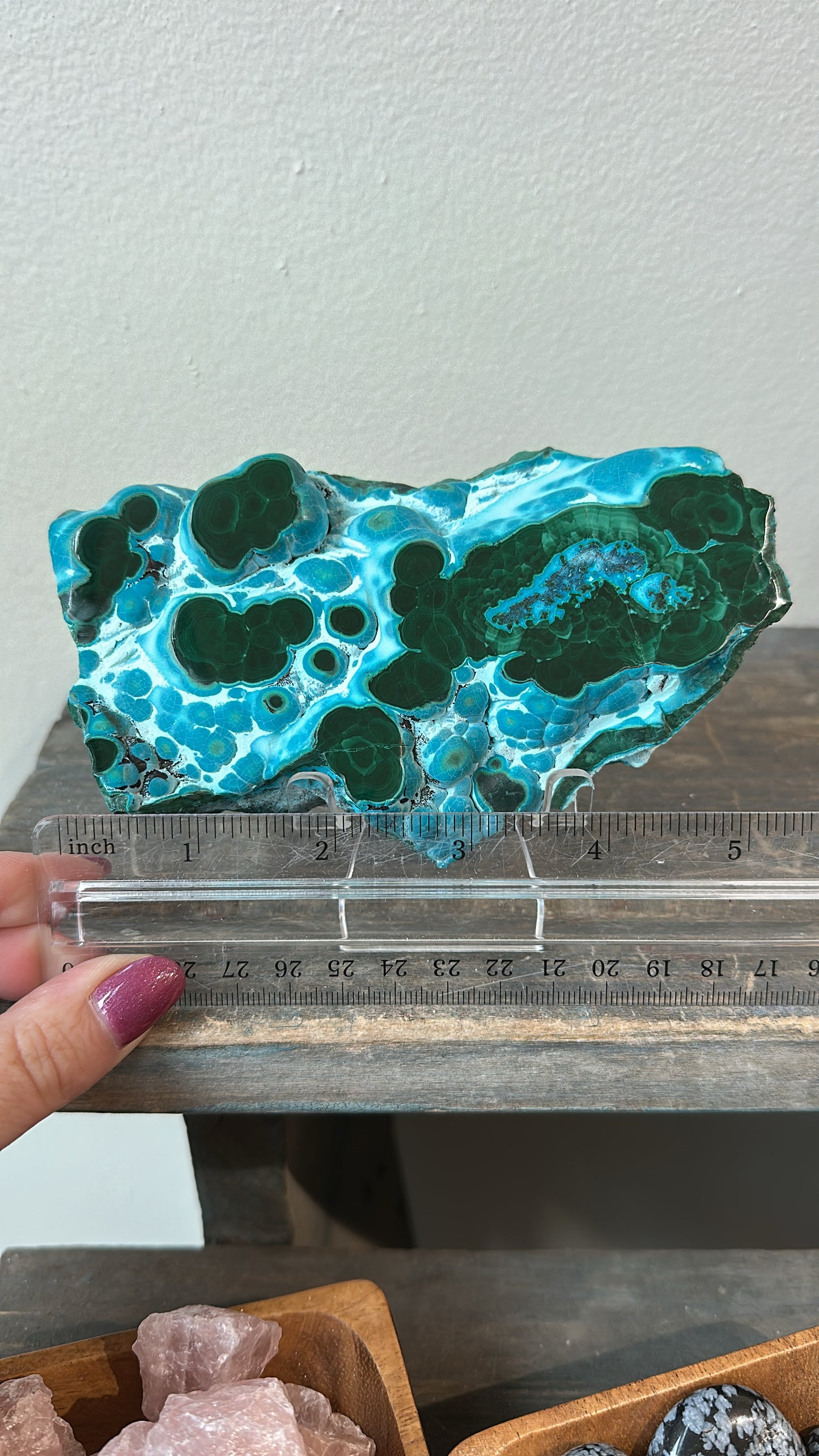 Chryscolla with Malachite, polished slab