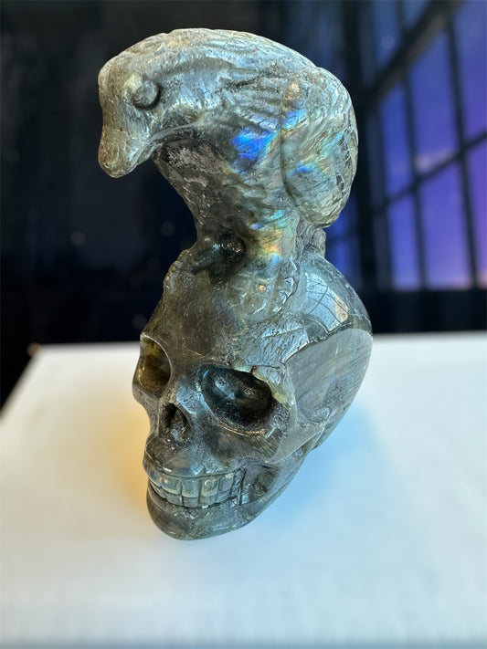 Raven & Skull carved Labradorite
