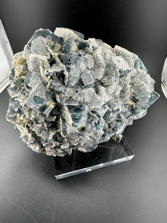 Blue Fluorite with Quartz “sugar” druze- Fujian, China