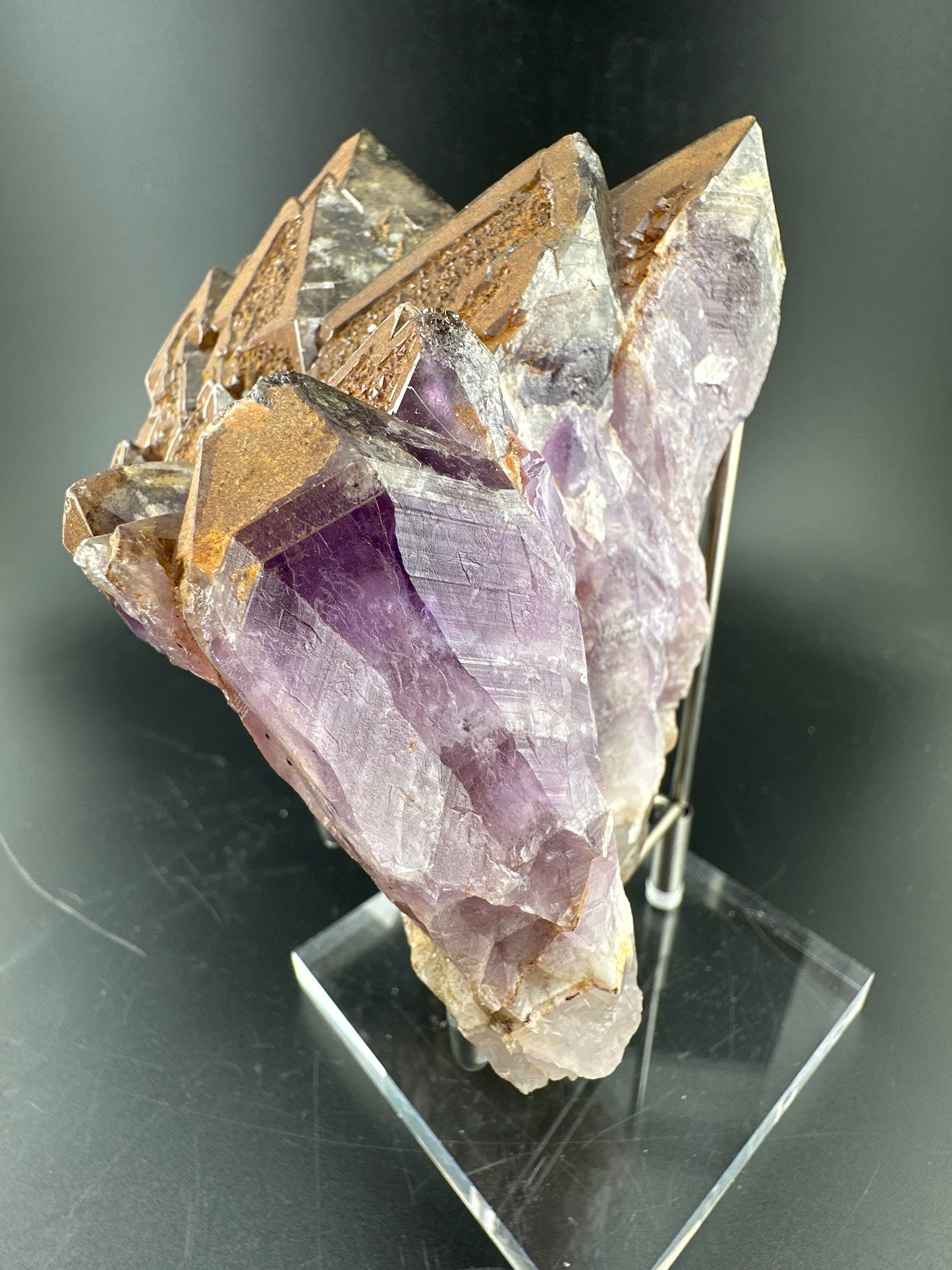 Auralite-23 Mine Amethyst Cluster; hematite-coated
