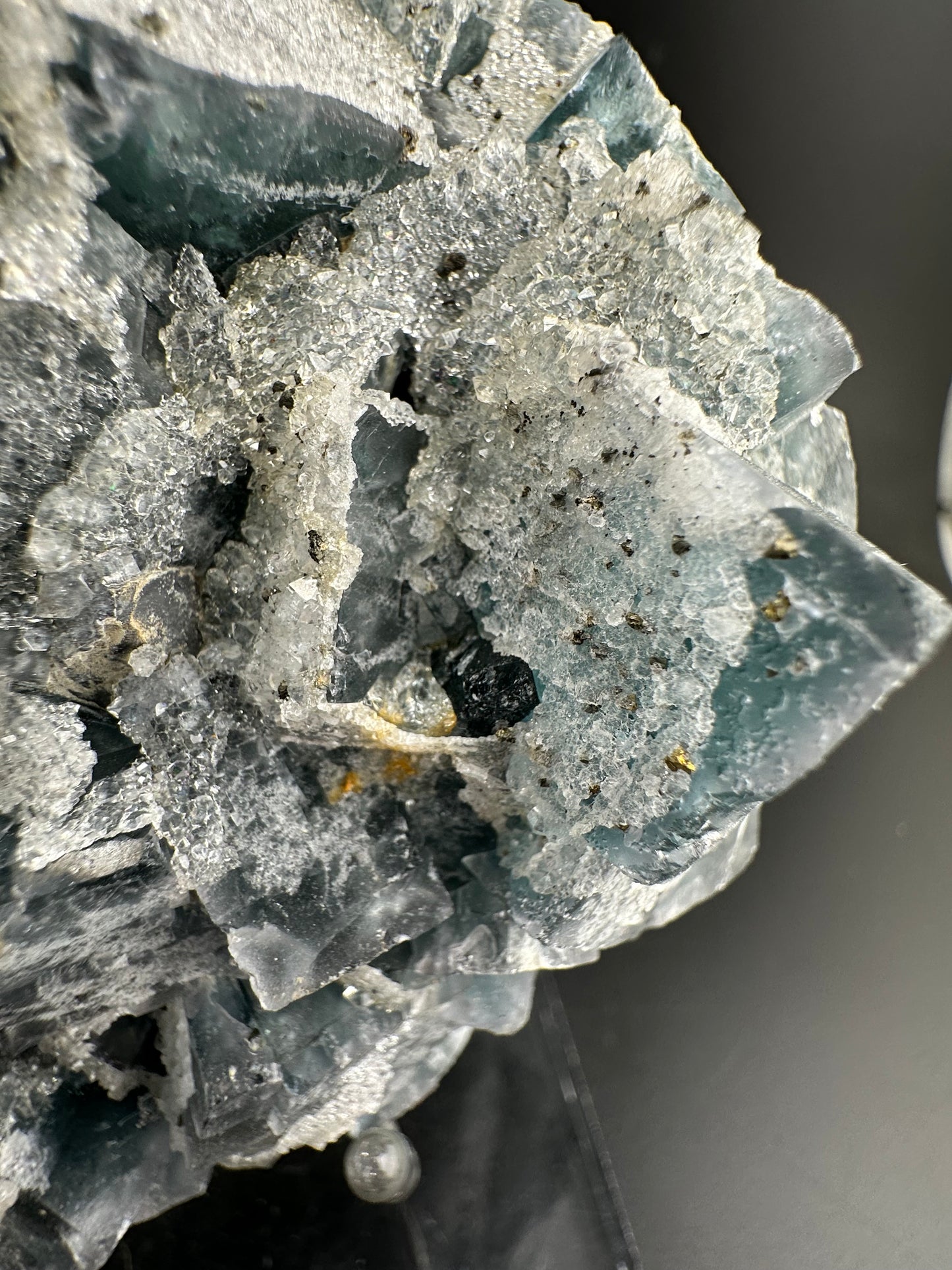 Blue Fluorite with Quartz “sugar” druze- Fujian, China