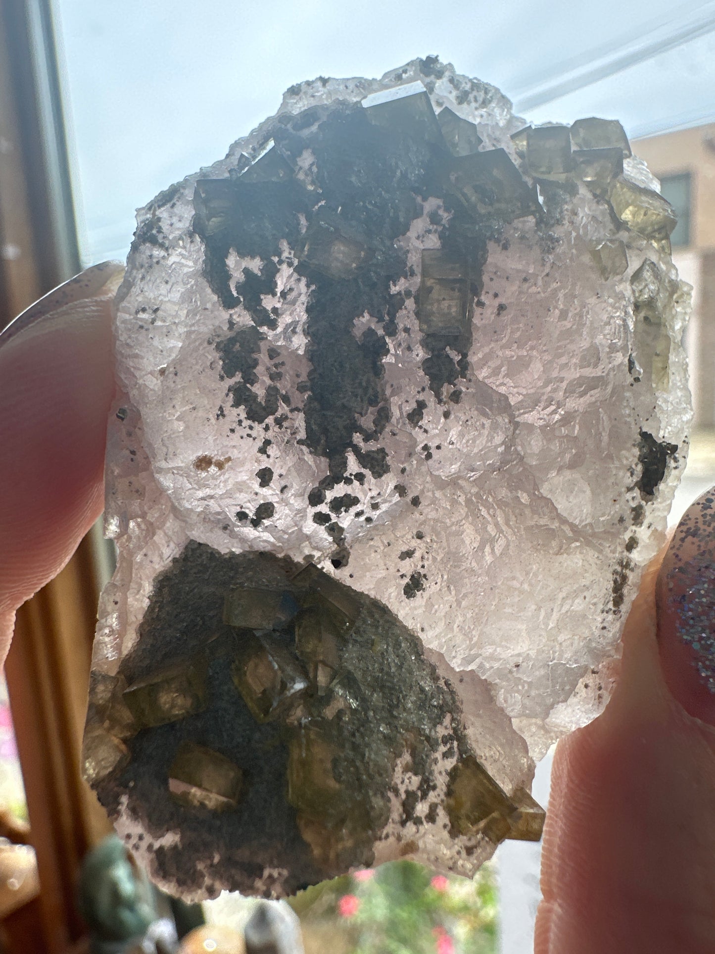 Baryte on Purple Fluorite, Jiangxi
