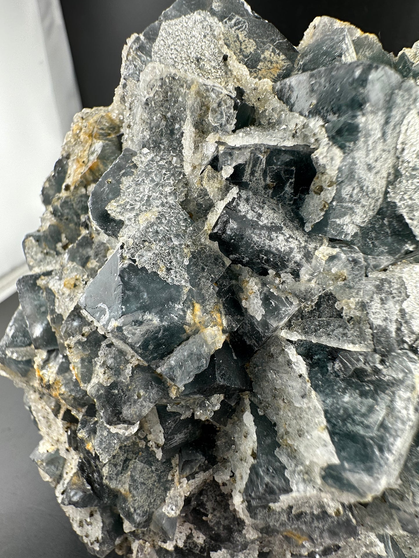Blue Fluorite with Quartz “sugar” druze- Fujian, China