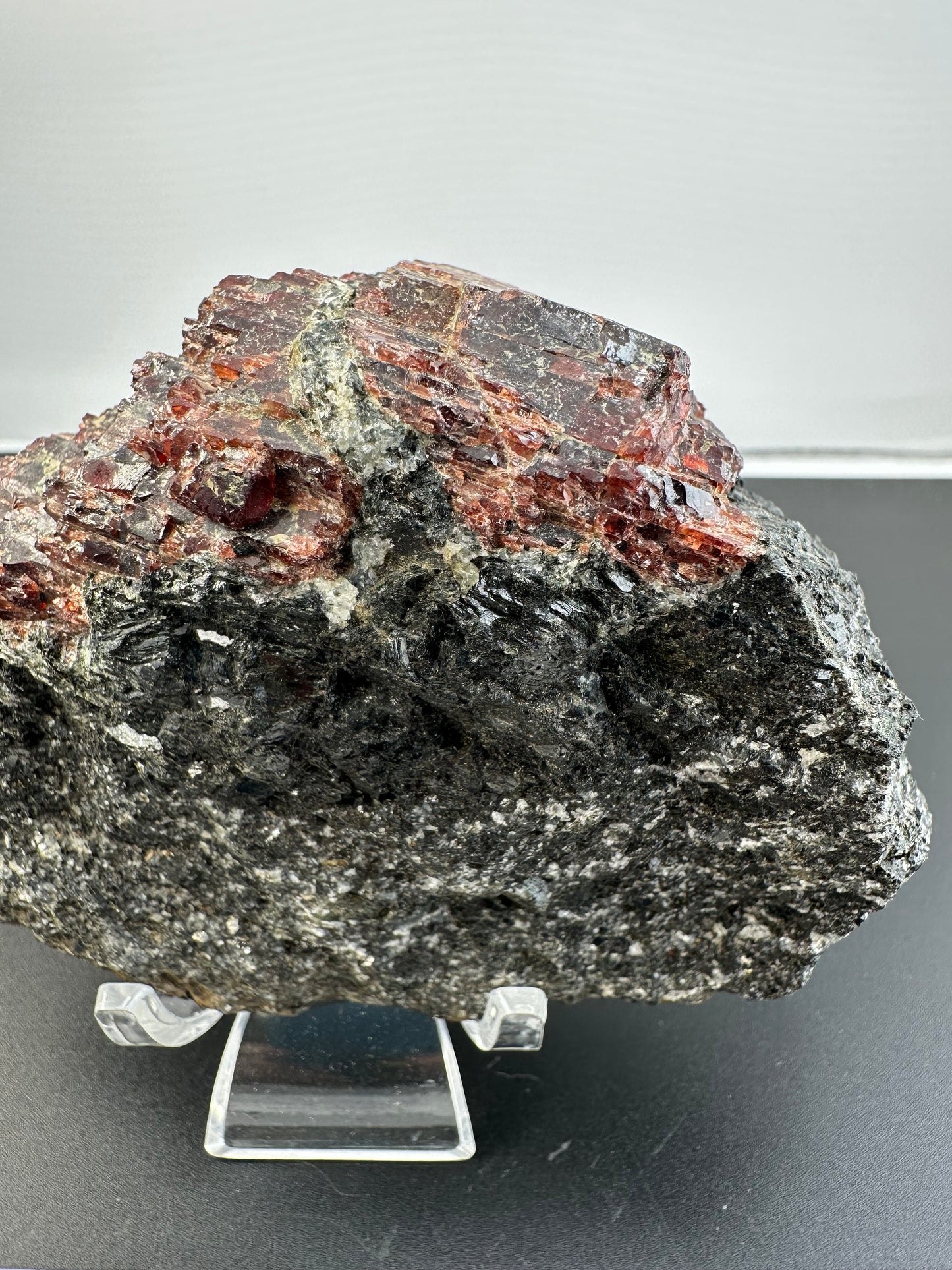 Garnet, horneblend on matrix, Barton Mines NU
