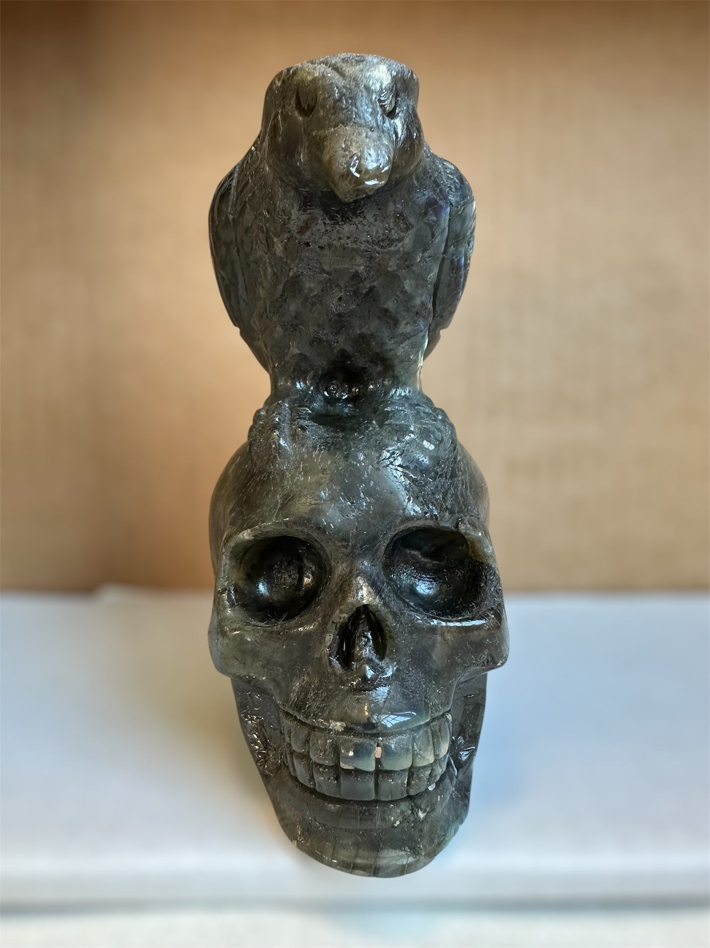 Raven & Skull carved Labradorite