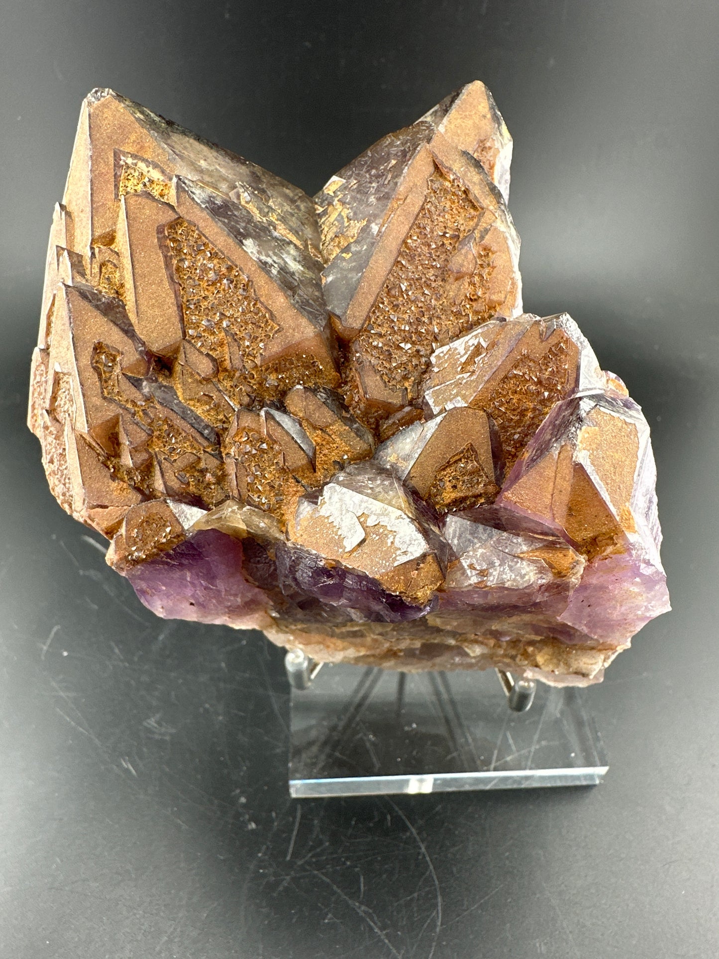 Auralite-23 Mine Amethyst Cluster; hematite-coated