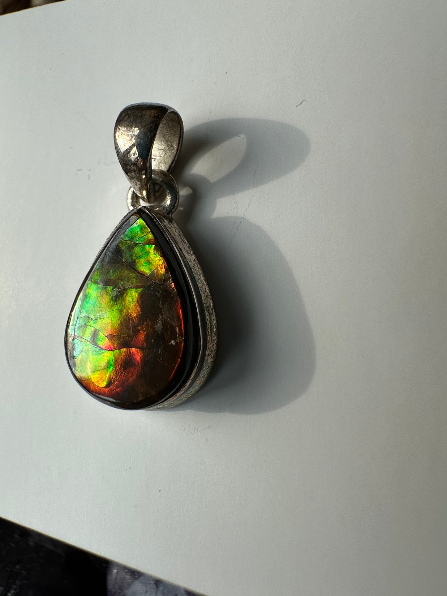 Rainbow Ammolite Fossil pendant- Choose