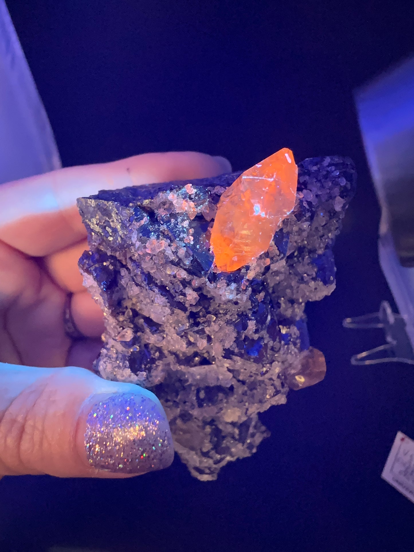 Calcite, Sphalerite, from the Cumberland Mine (Tennessee). Xcellent UV