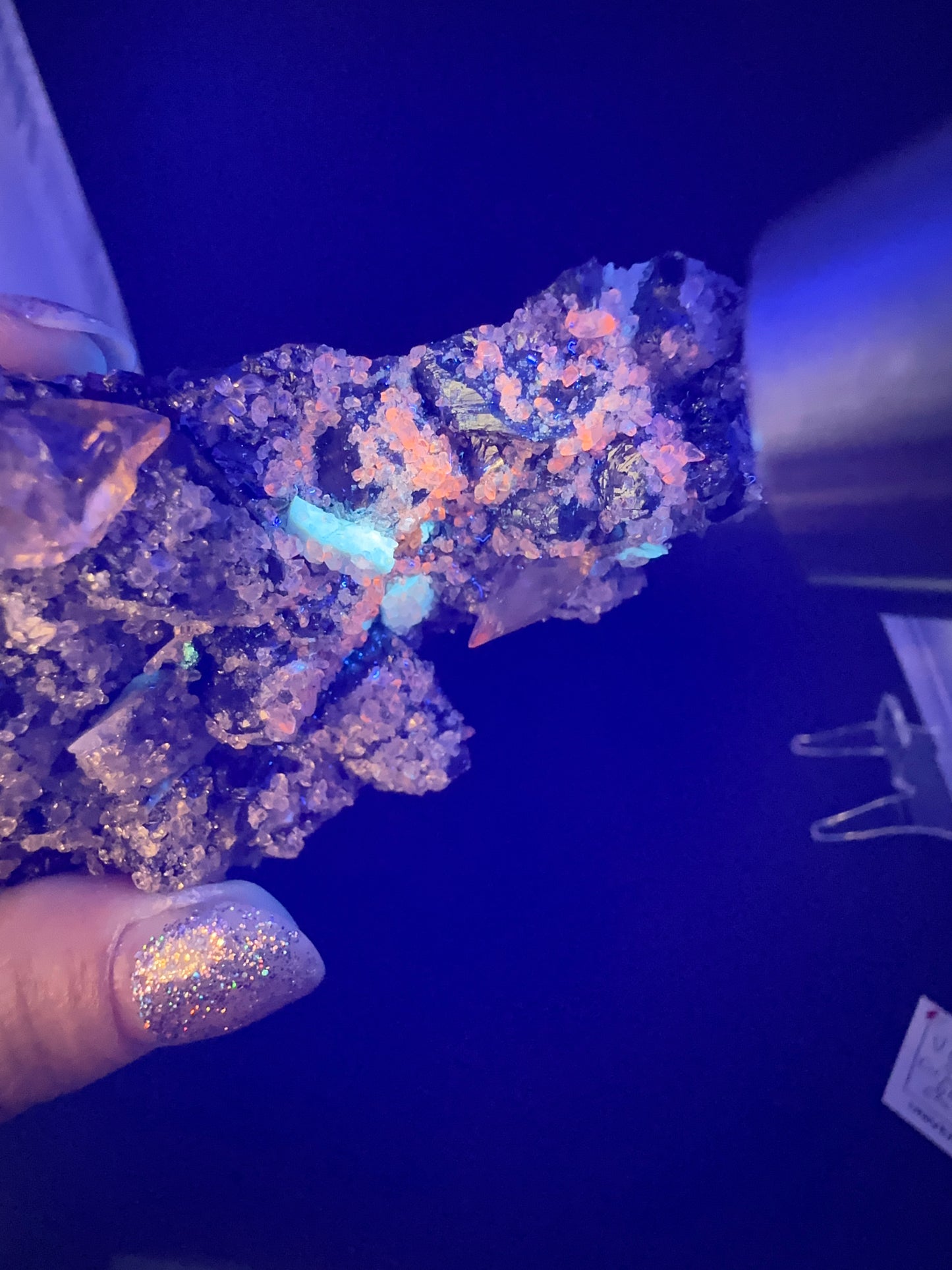 Calcite, Sphalerite, from the Cumberland Mine (Tennessee). Xcellent UV